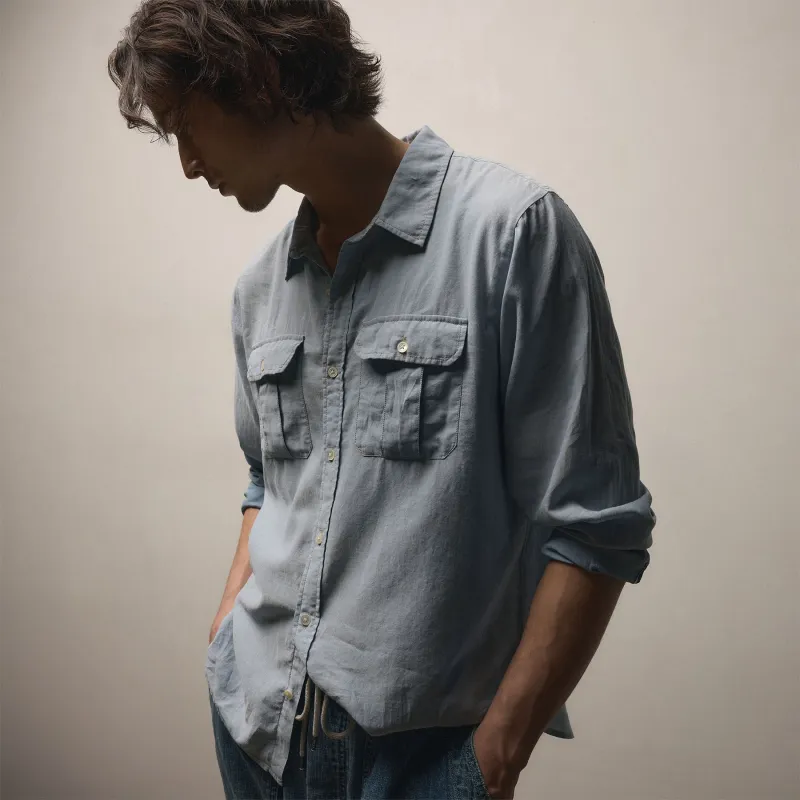 Featherweight Denim Utility Shirt - Bleach Wash made by James Perse