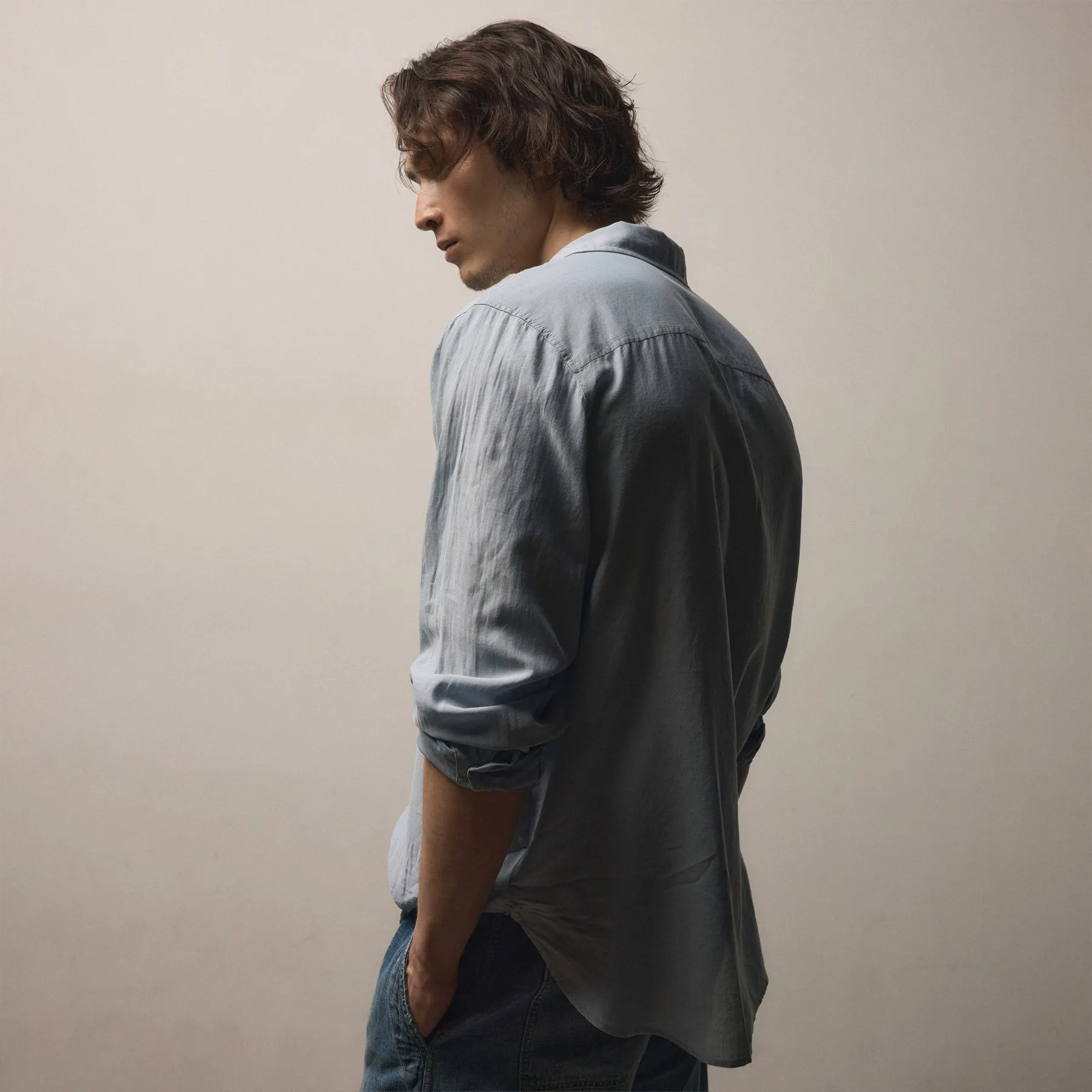 Featherweight Denim Utility Shirt - Bleach Wash sold by James Perse product image thumbnail 3