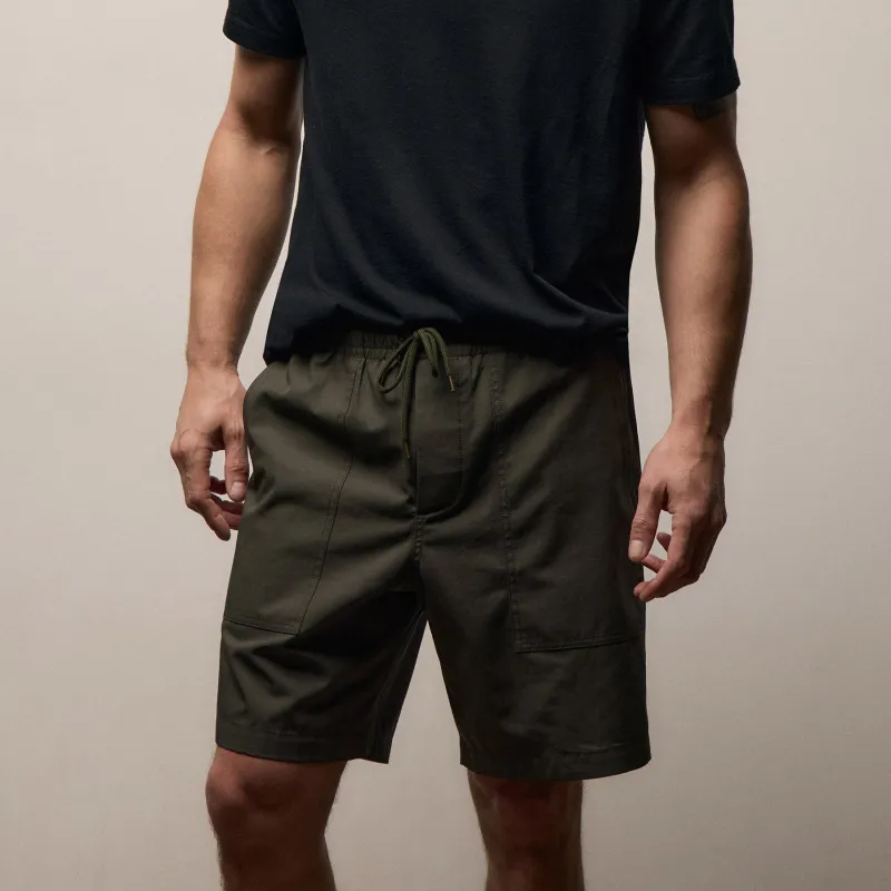 Fine Cotton Twill Patch Pocket Short - Dark Olive made by James Perse