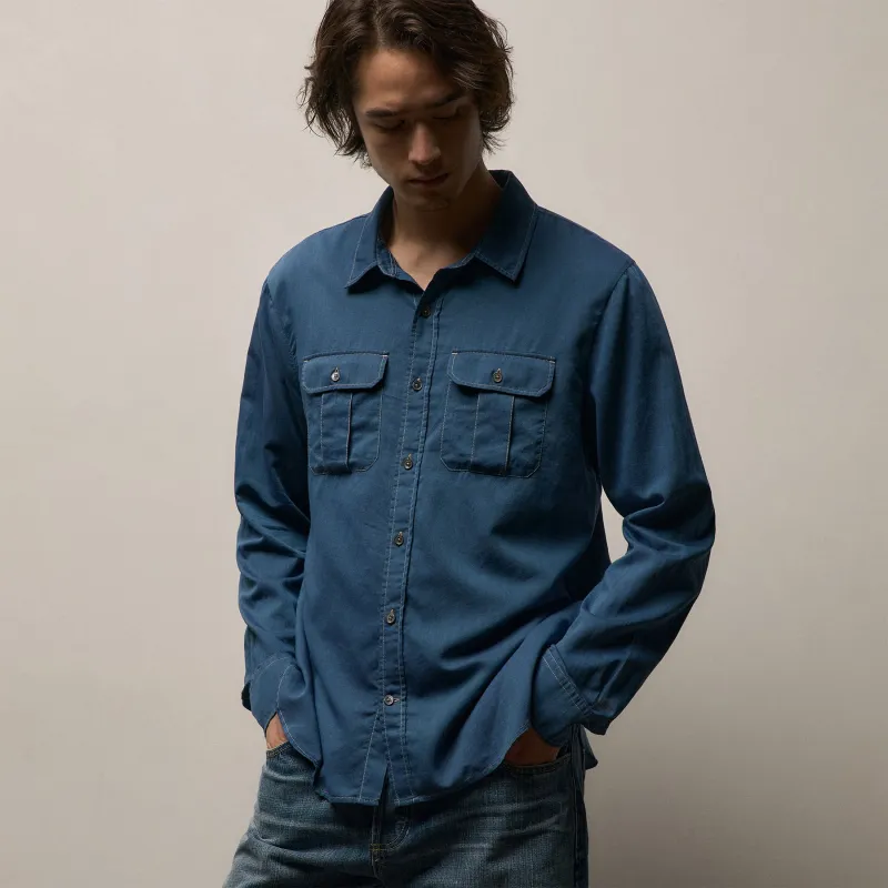 Featherweight Denim Utility Shirt - Medium Wash made by James Perse