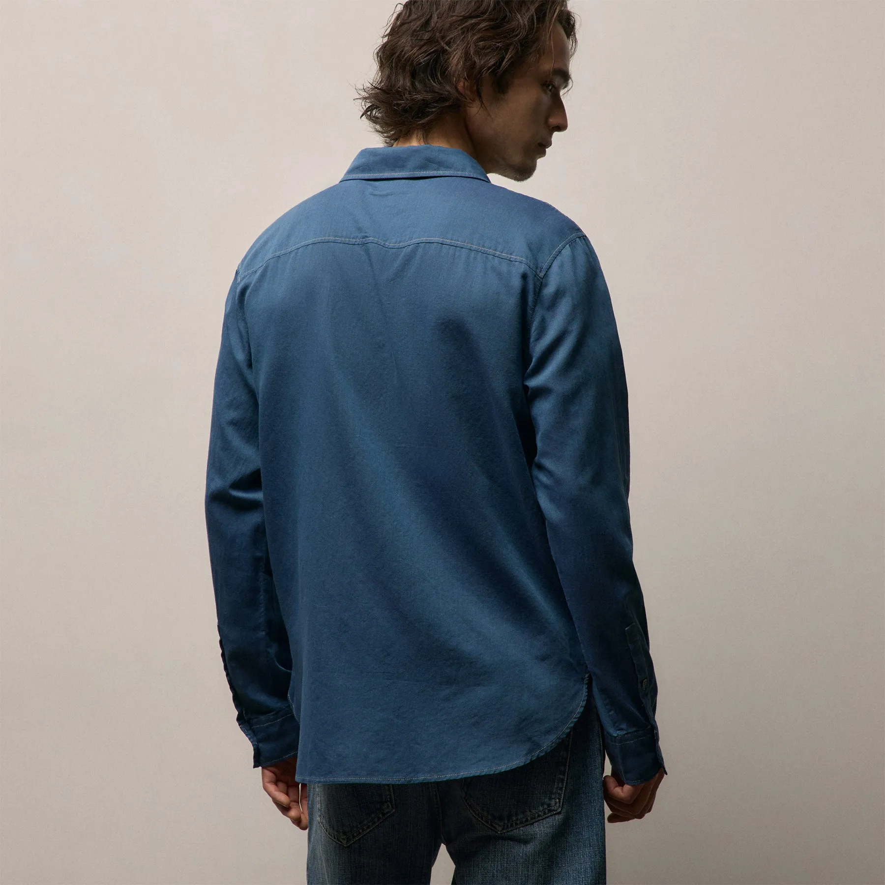 Featherweight Denim Utility Shirt - Medium Wash sold by James Perse product image thumbnail 2