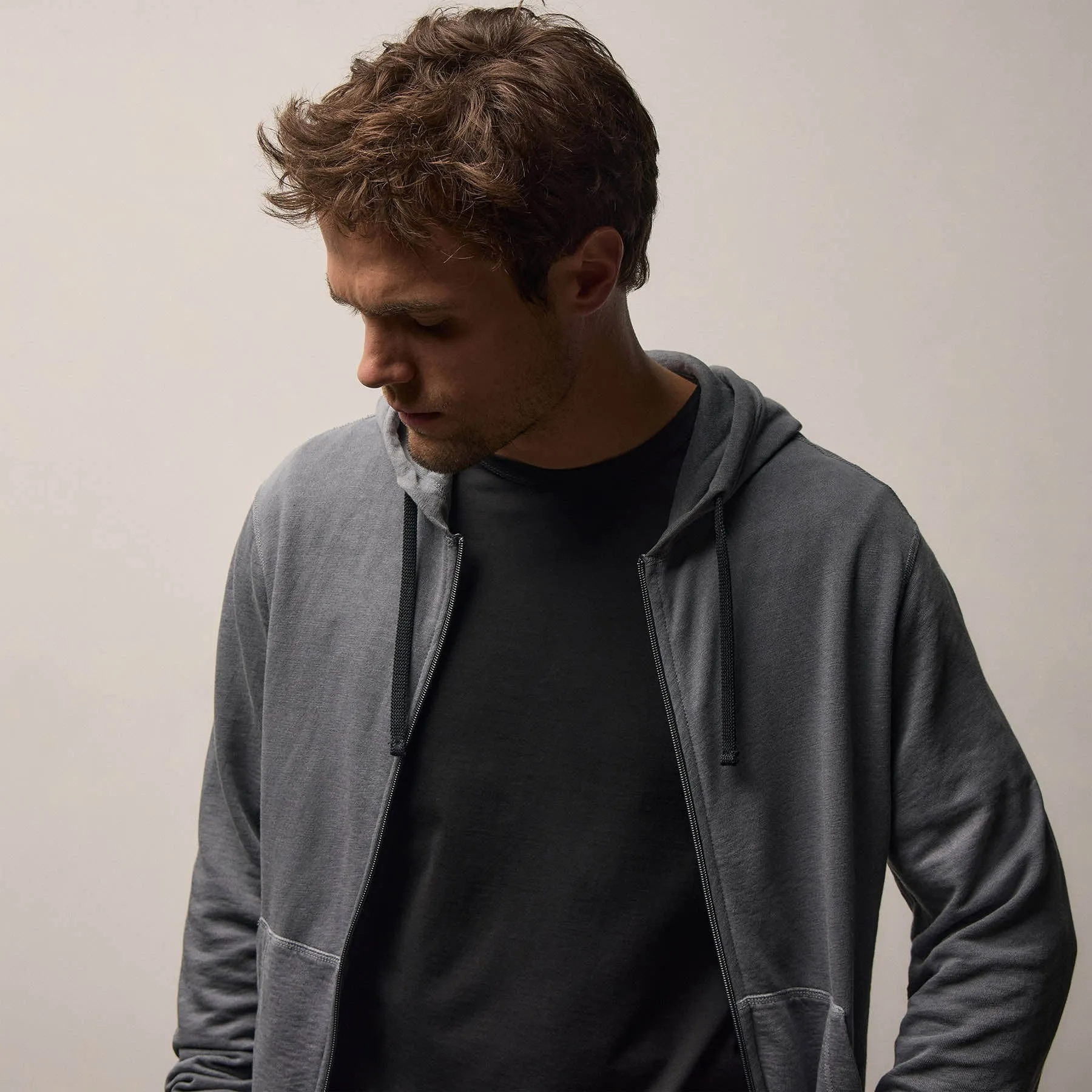 Vintage French Terry Zip Up Hoodie - Cavalry Pigment sold by James Perse product image thumbnail 3