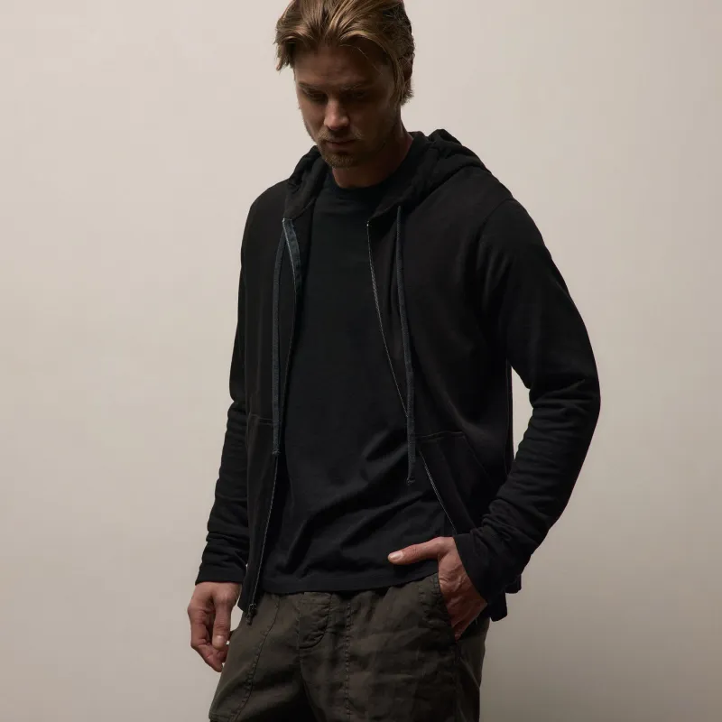 Vintage French Terry Zip Up Hoodie - Black made by James Perse