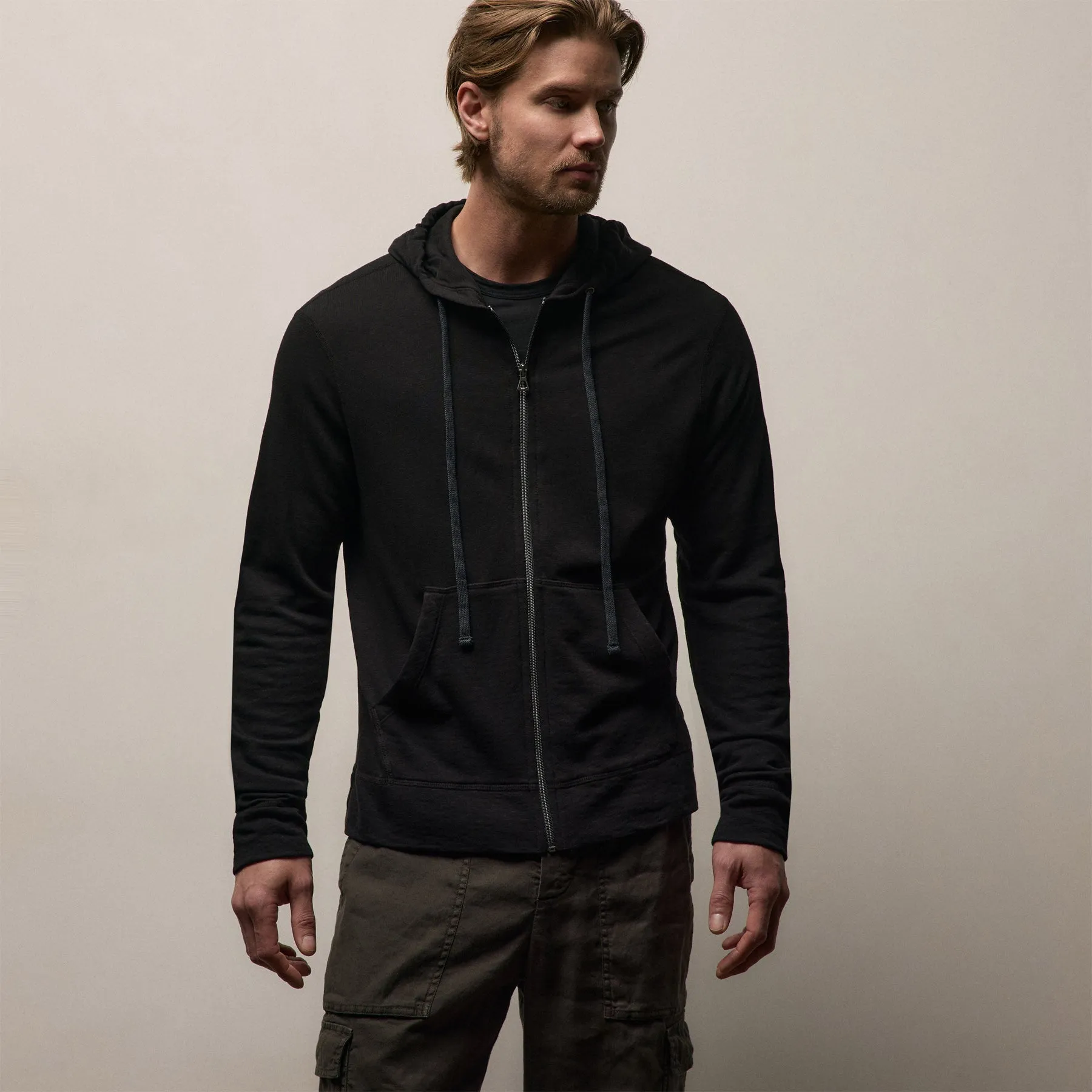 Vintage French Terry Zip Up Hoodie - Black sold by James Perse product image thumbnail 4