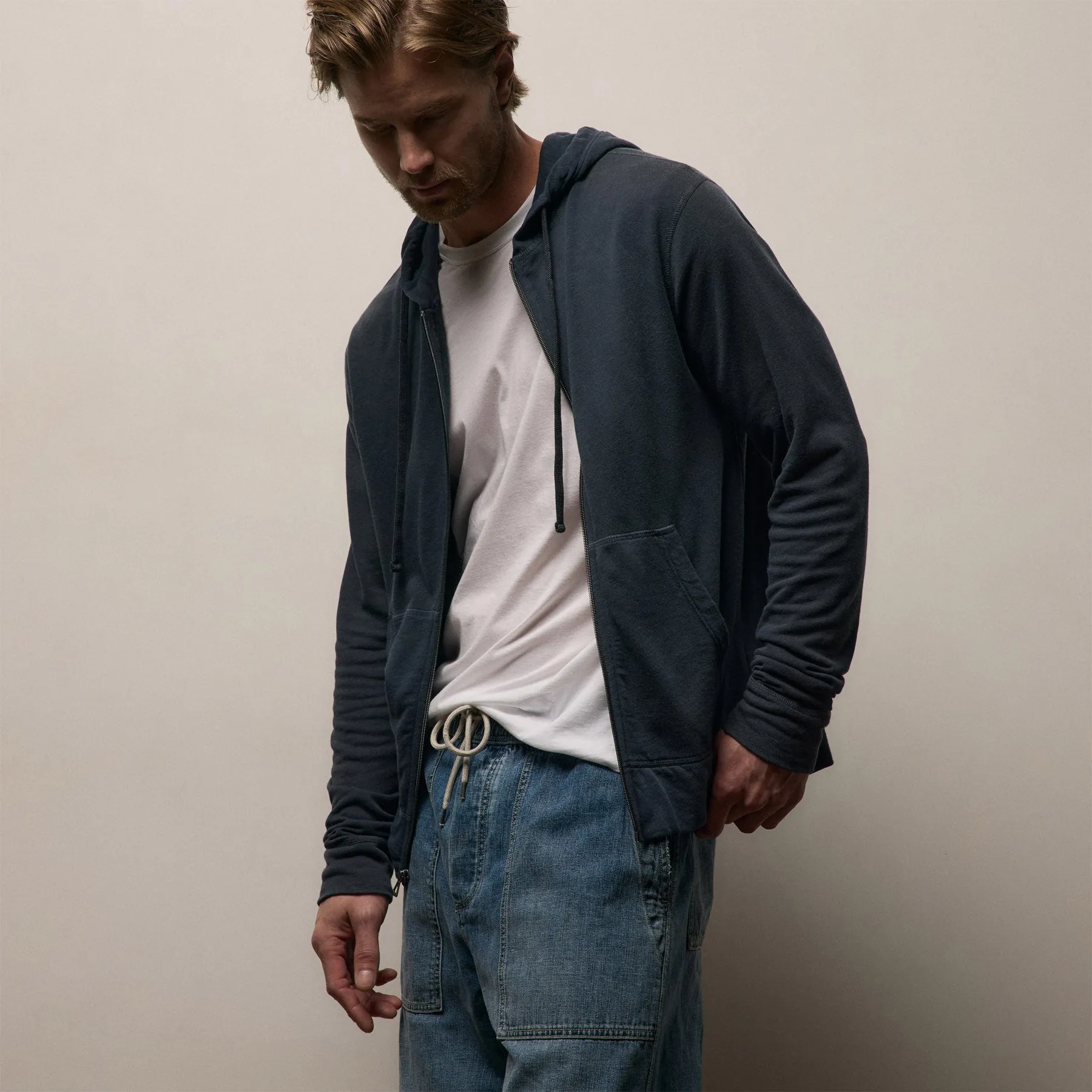 Vintage French Terry Zip Up Hoodie - Deep Pigment sold by James Perse product image thumbnail 5