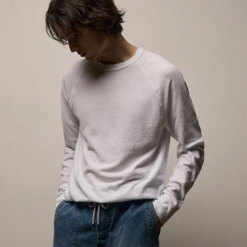 Slub Jersey Long Sleeve Raglan Crew - White made by James Perse