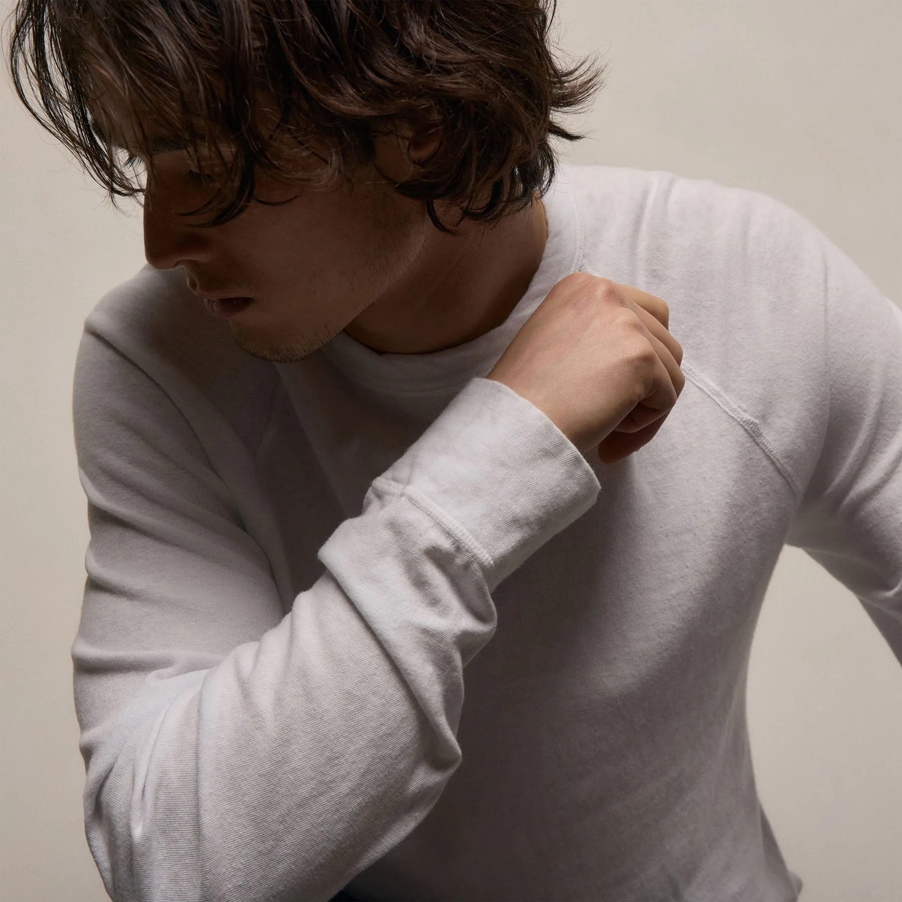 Slub Jersey Long Sleeve Raglan Crew - White sold by James Perse product image thumbnail 5
