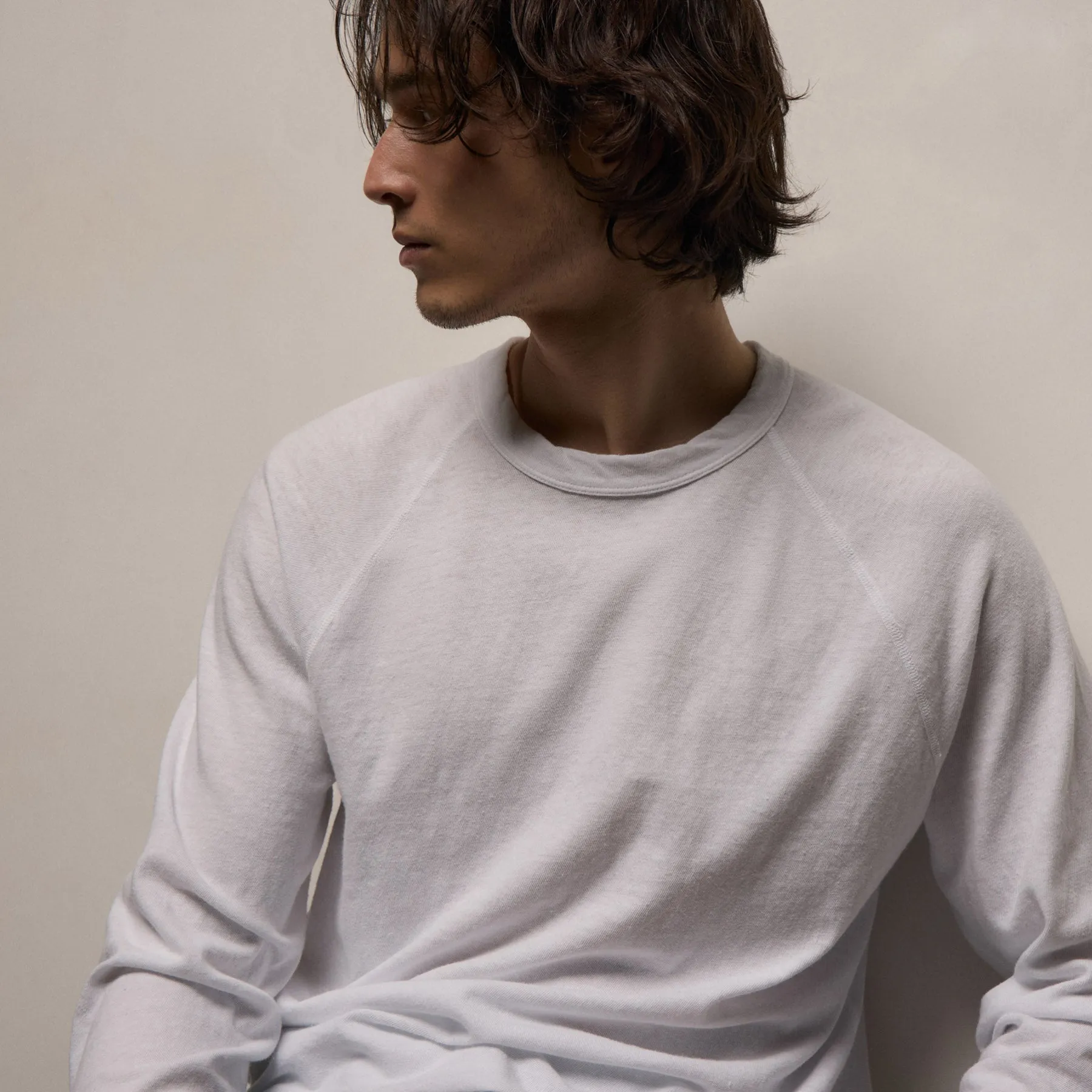 Slub Jersey Long Sleeve Raglan Crew - White sold by James Perse product image thumbnail 4