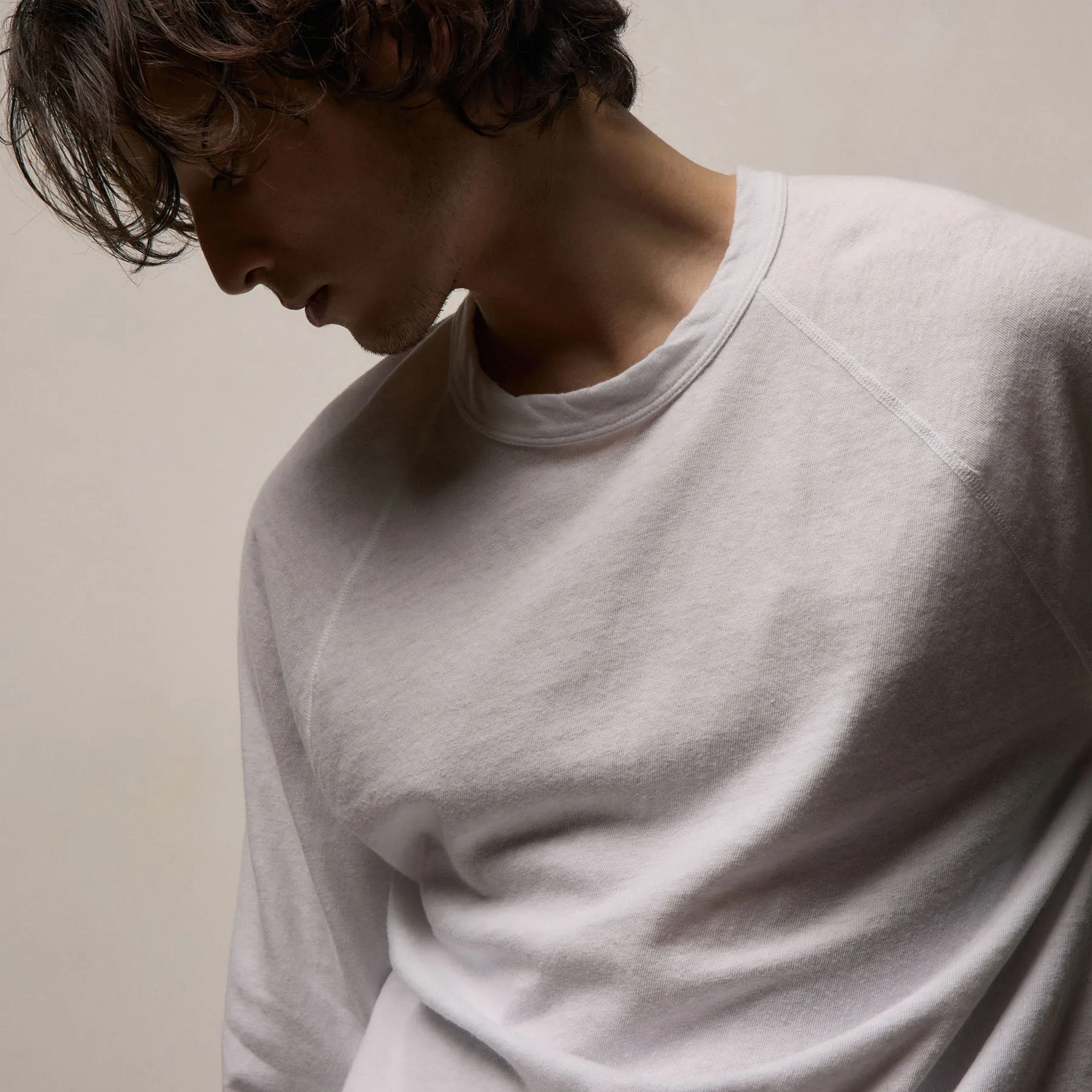 Slub Jersey Long Sleeve Raglan Crew - White sold by James Perse product image thumbnail 3