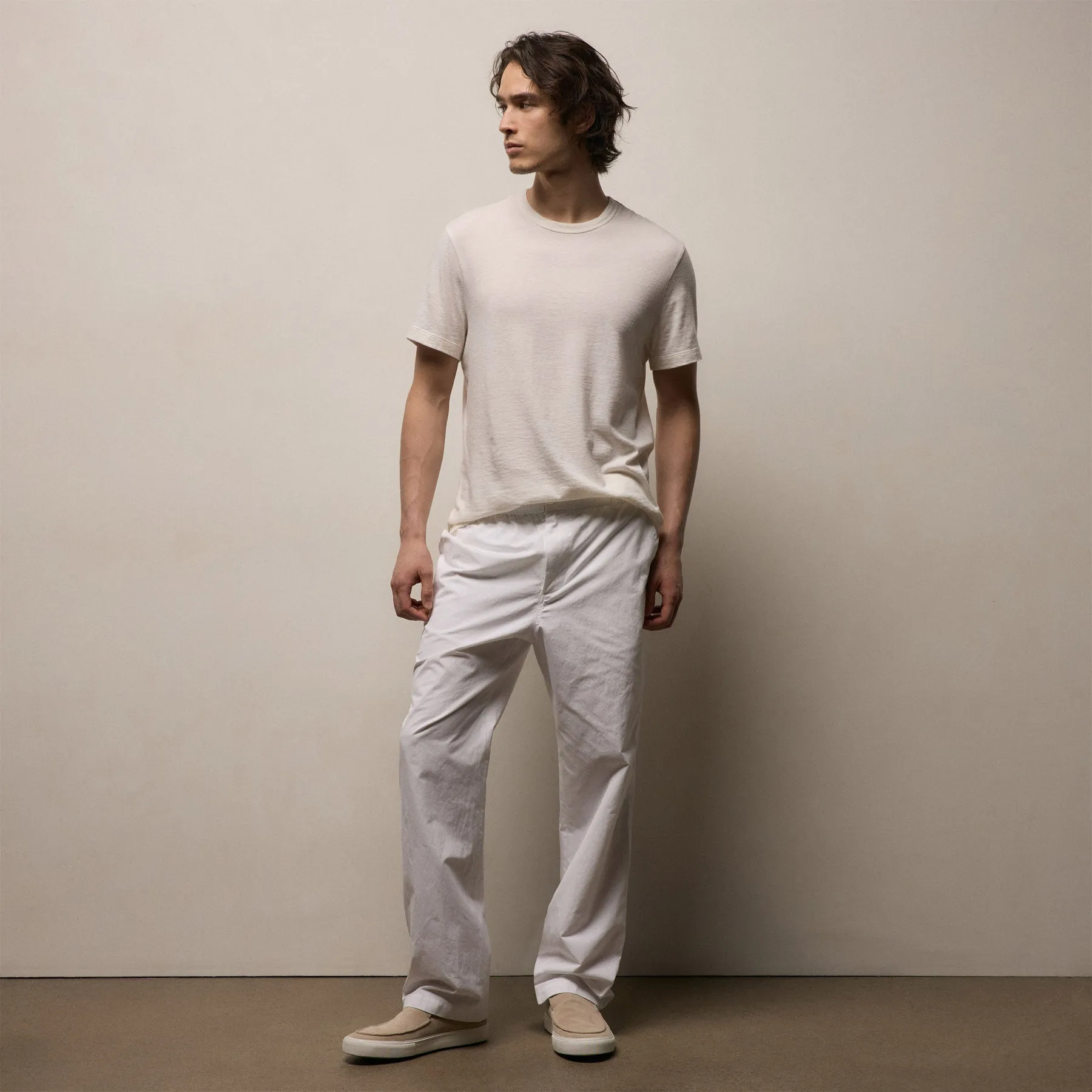 Italian Heavy Poplin Trouser - White sold by James Perse product image thumbnail 3