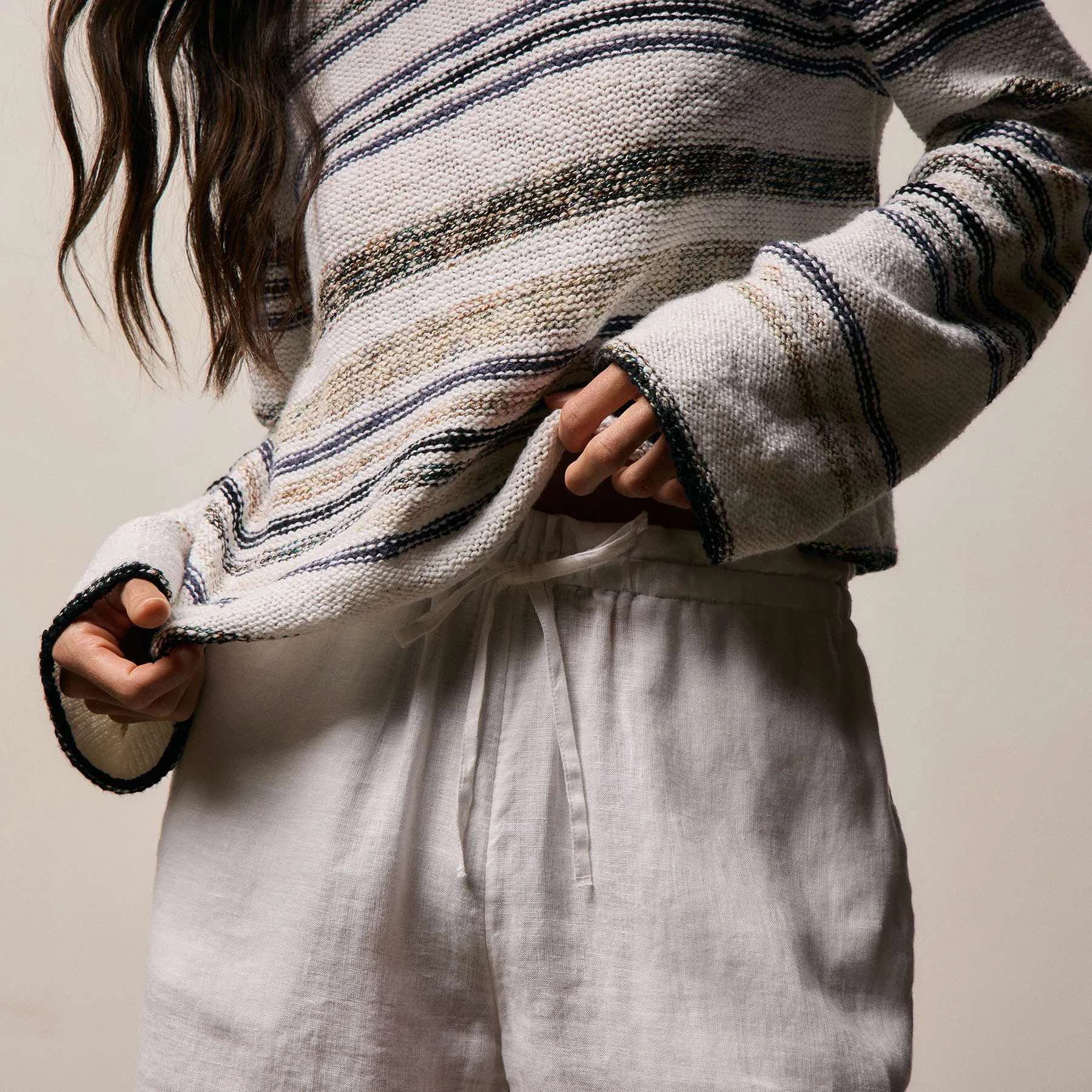 Grey Cape Multi Stripe Sweater - Neutral Multi Stripe sold by James Perse product image thumbnail 2