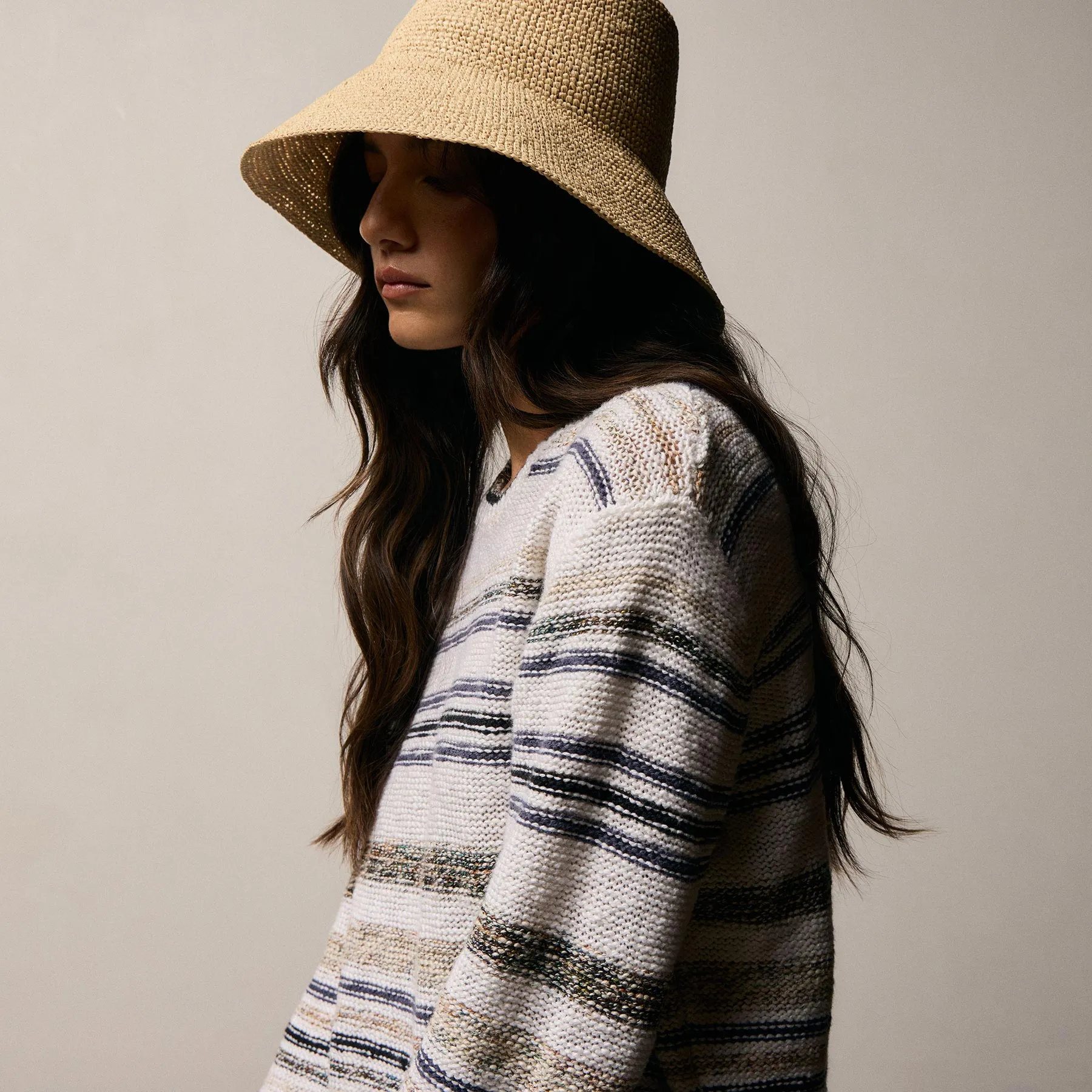 Grey Cape Multi Stripe Sweater - Neutral Multi Stripe sold by James Perse product image thumbnail 3