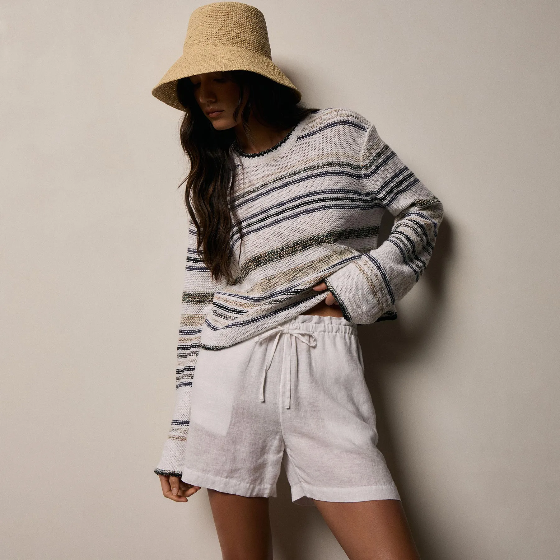 Grey Cape Multi Stripe Sweater - Neutral Multi Stripe sold by James Perse product image thumbnail 4