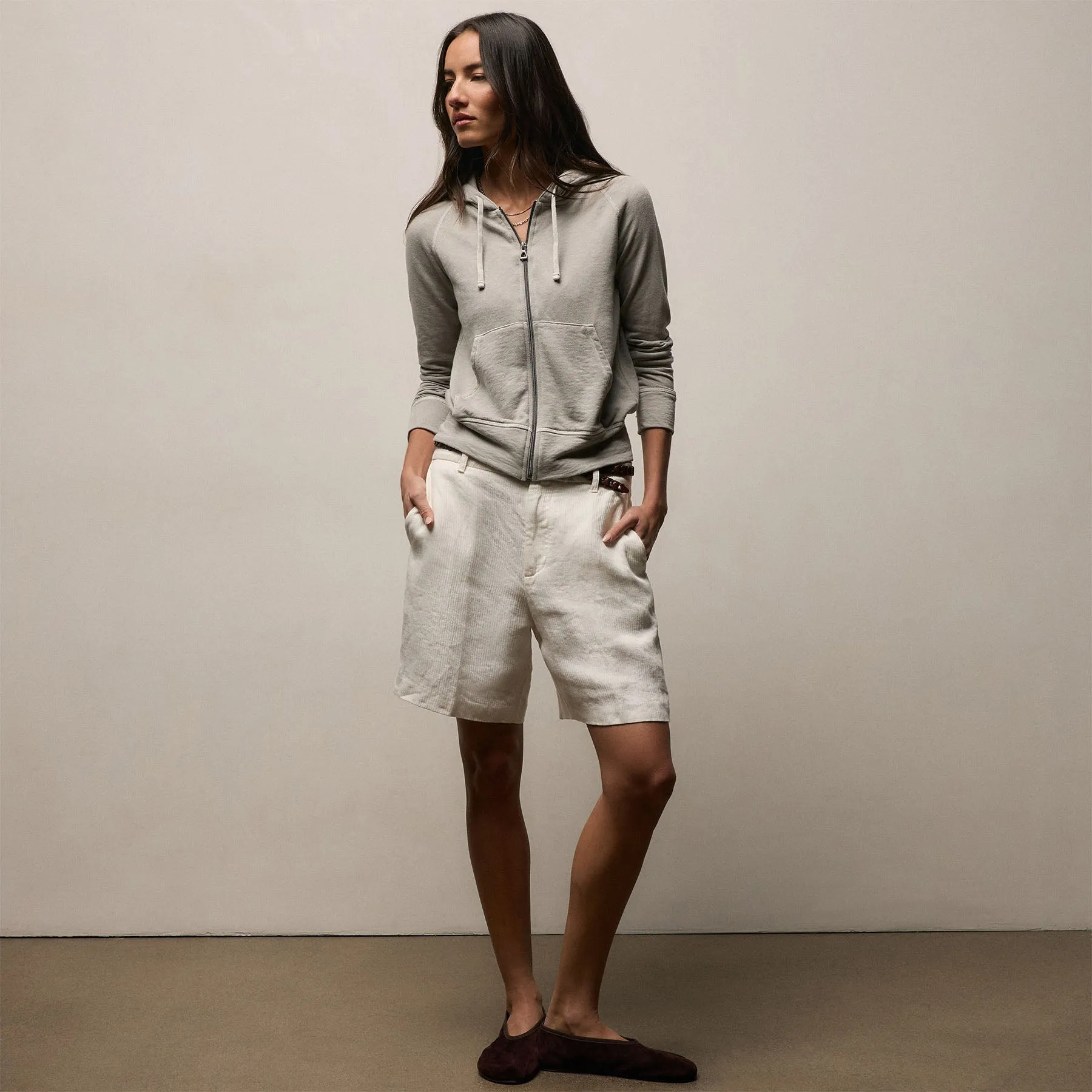 Vintage French Terry Zip Up Hoodie - Fog Pigment sold by James Perse product image thumbnail 5
