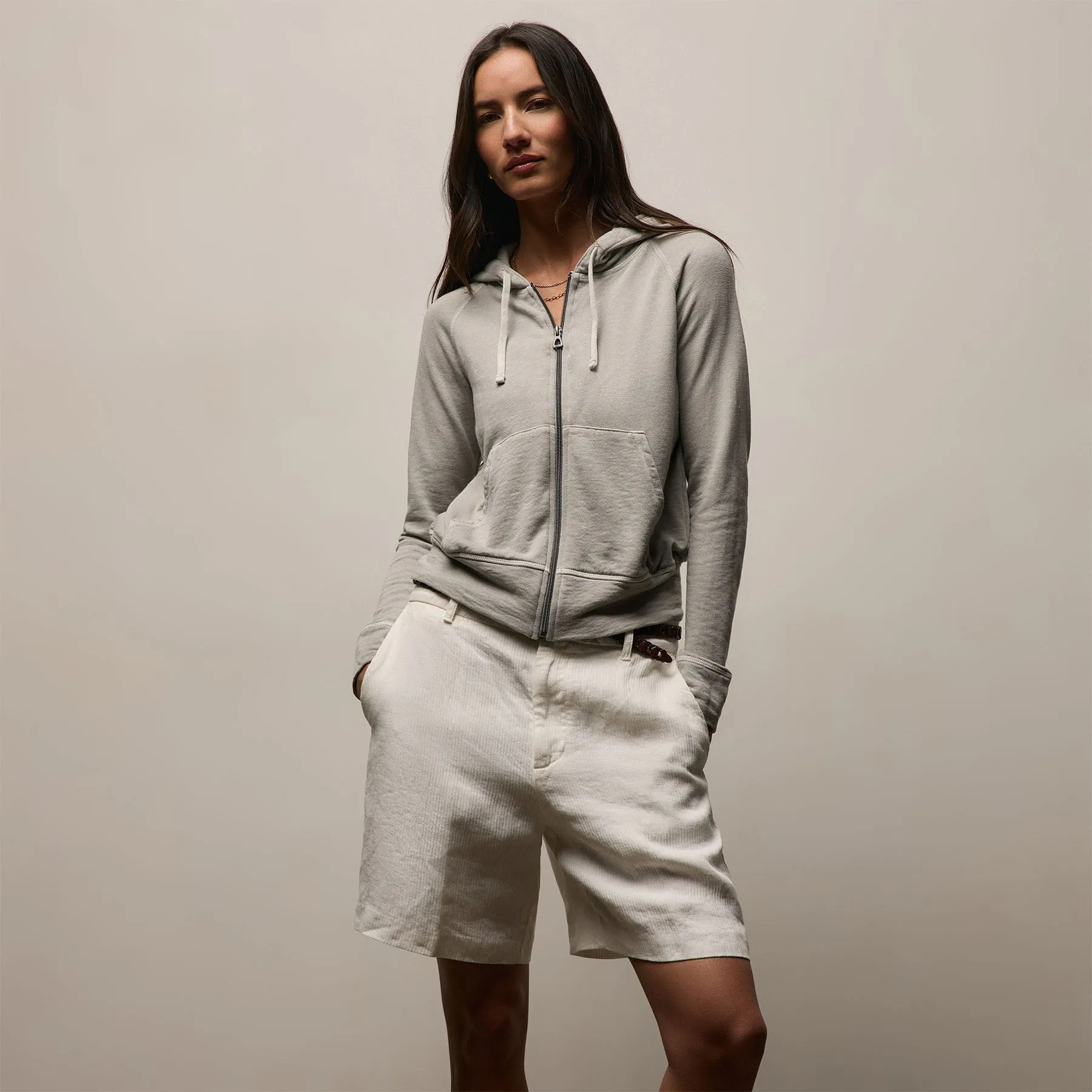 Vintage French Terry Zip Up Hoodie - Fog Pigment sold by James Perse product image thumbnail 4