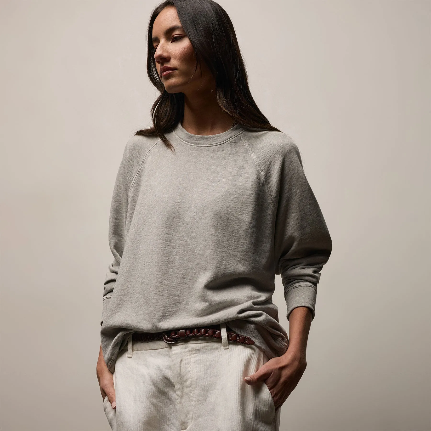 Vintage French Terry Relaxed Sweatshirt - Fog Pigment sold by James Perse