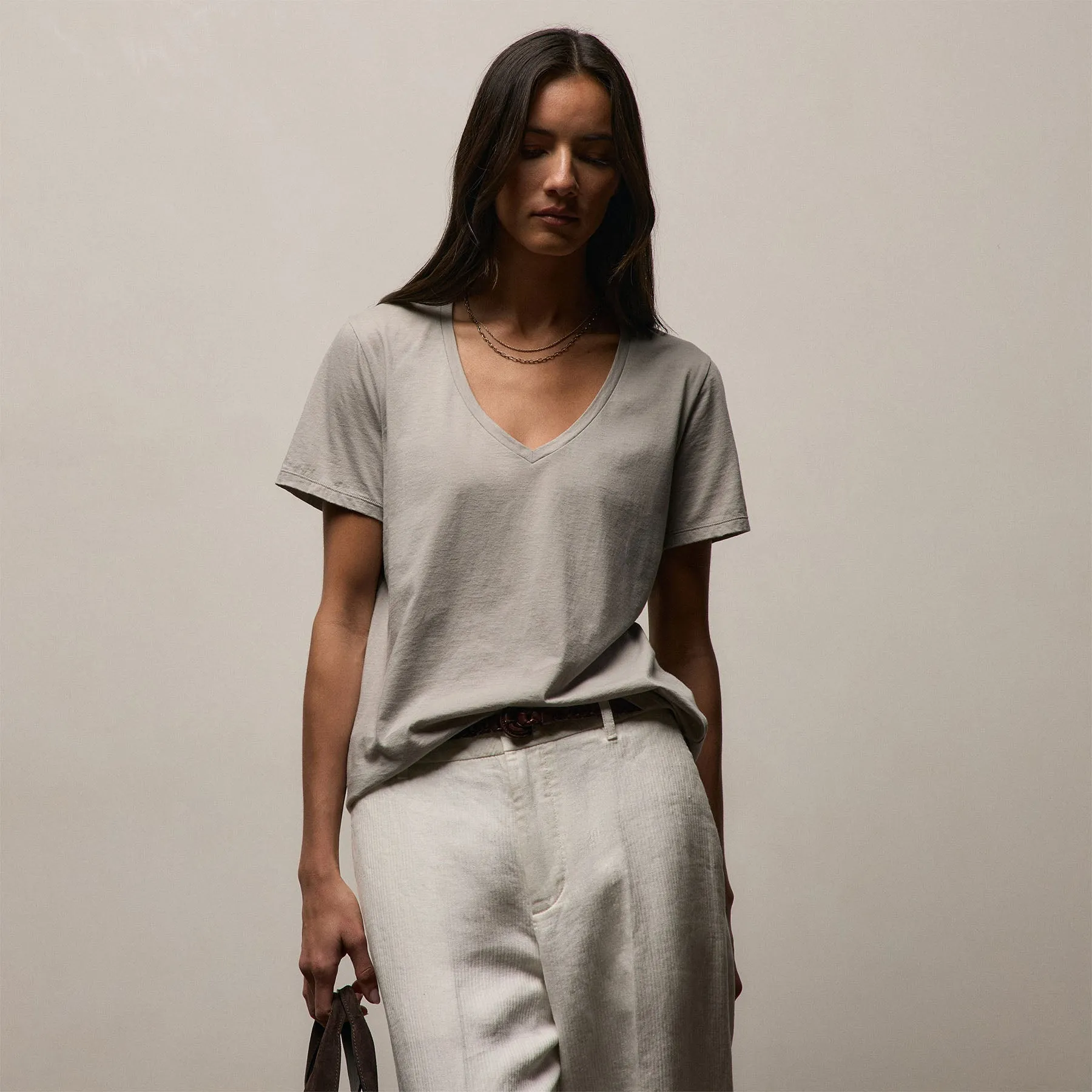 Luxe Lotus Jersey V Neck - Fog sold by James Perse product image thumbnail 4