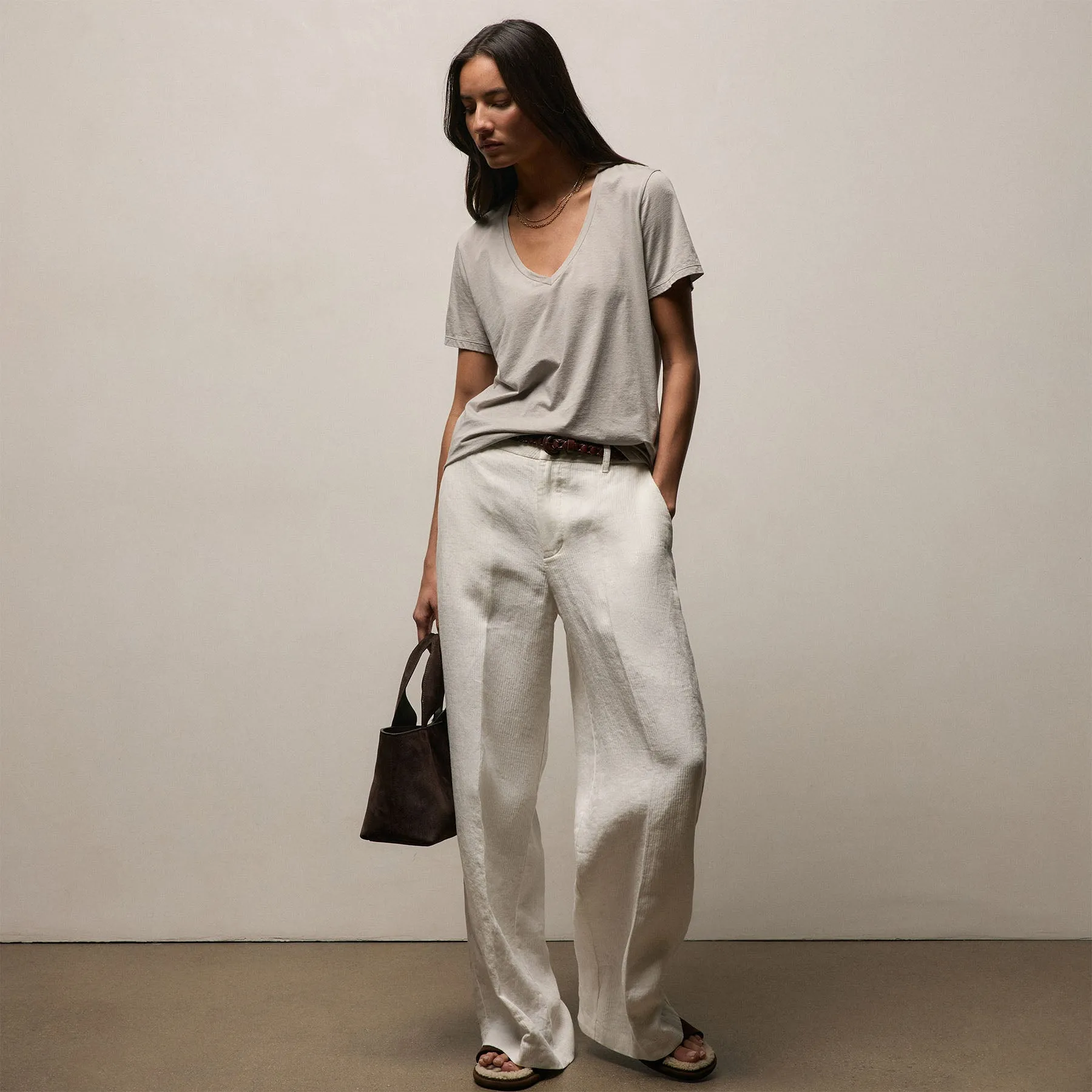 Luxe Lotus Jersey V Neck - Fog sold by James Perse product image thumbnail 3