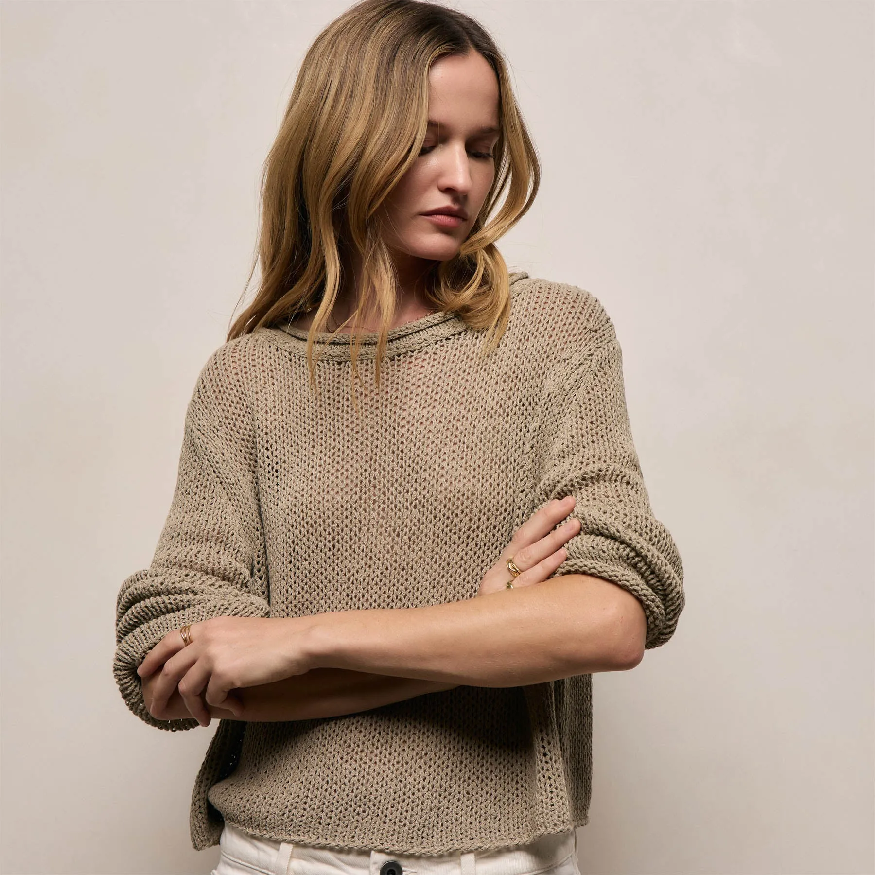 Cotton Linen Pullover Sweater - Overcast sold by James Perse product image thumbnail 3