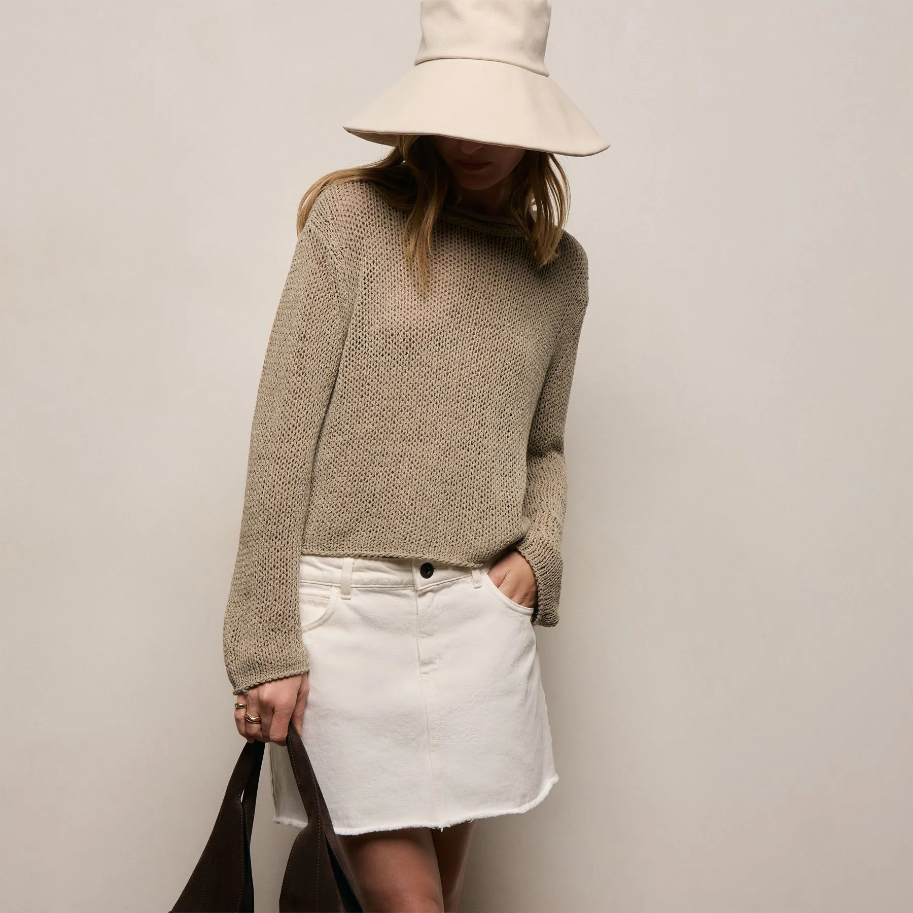 Cotton Linen Pullover Sweater - Overcast sold by James Perse