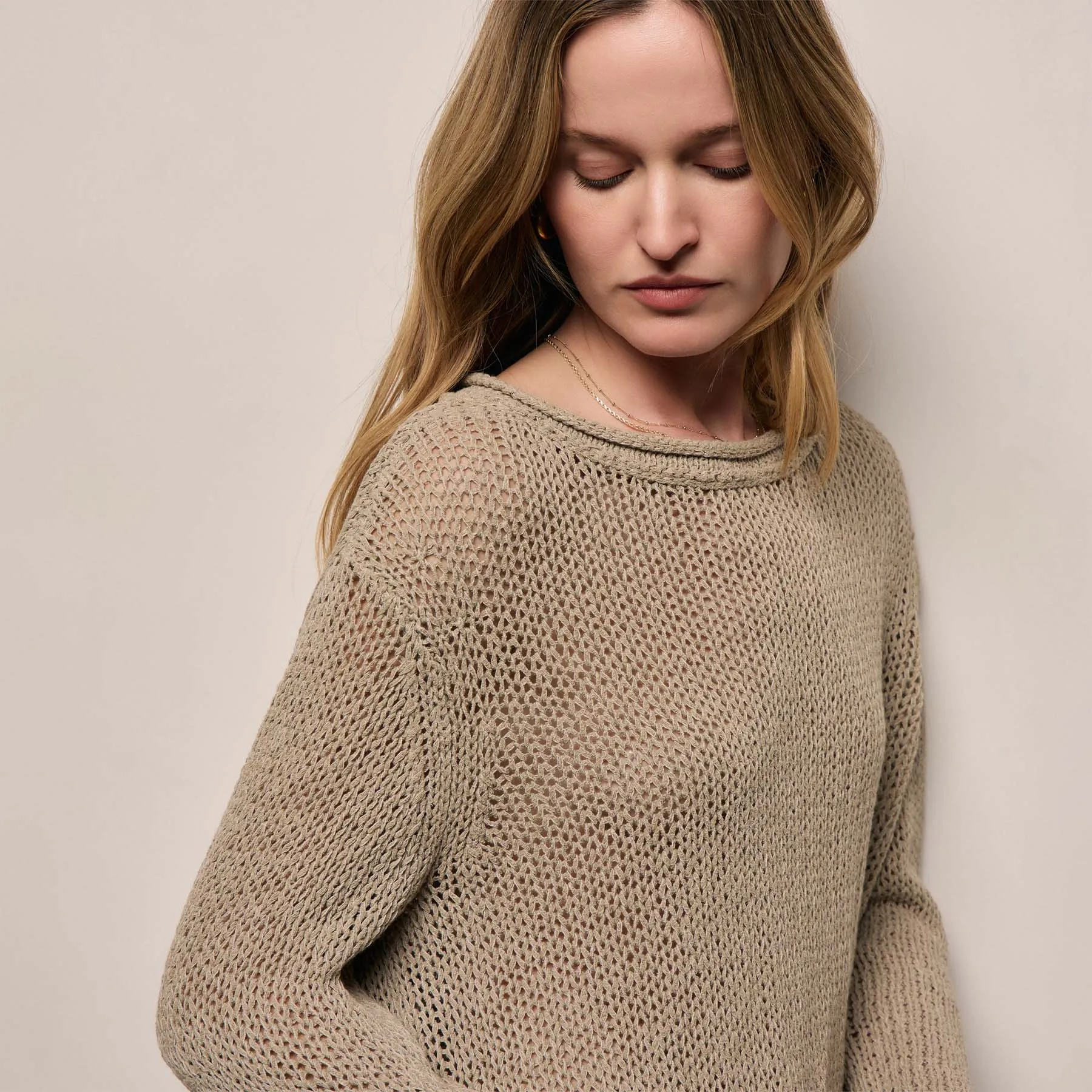 Cotton Linen Pullover Sweater - Overcast sold by James Perse product image thumbnail 4