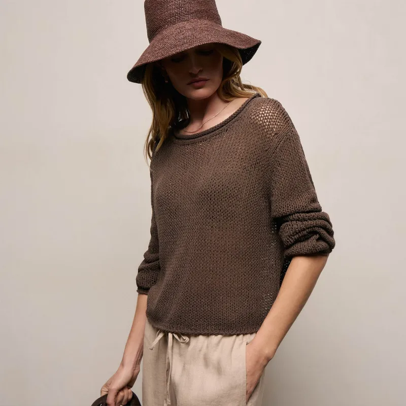 Cotton Linen Pullover Sweater - Storm made by James Perse