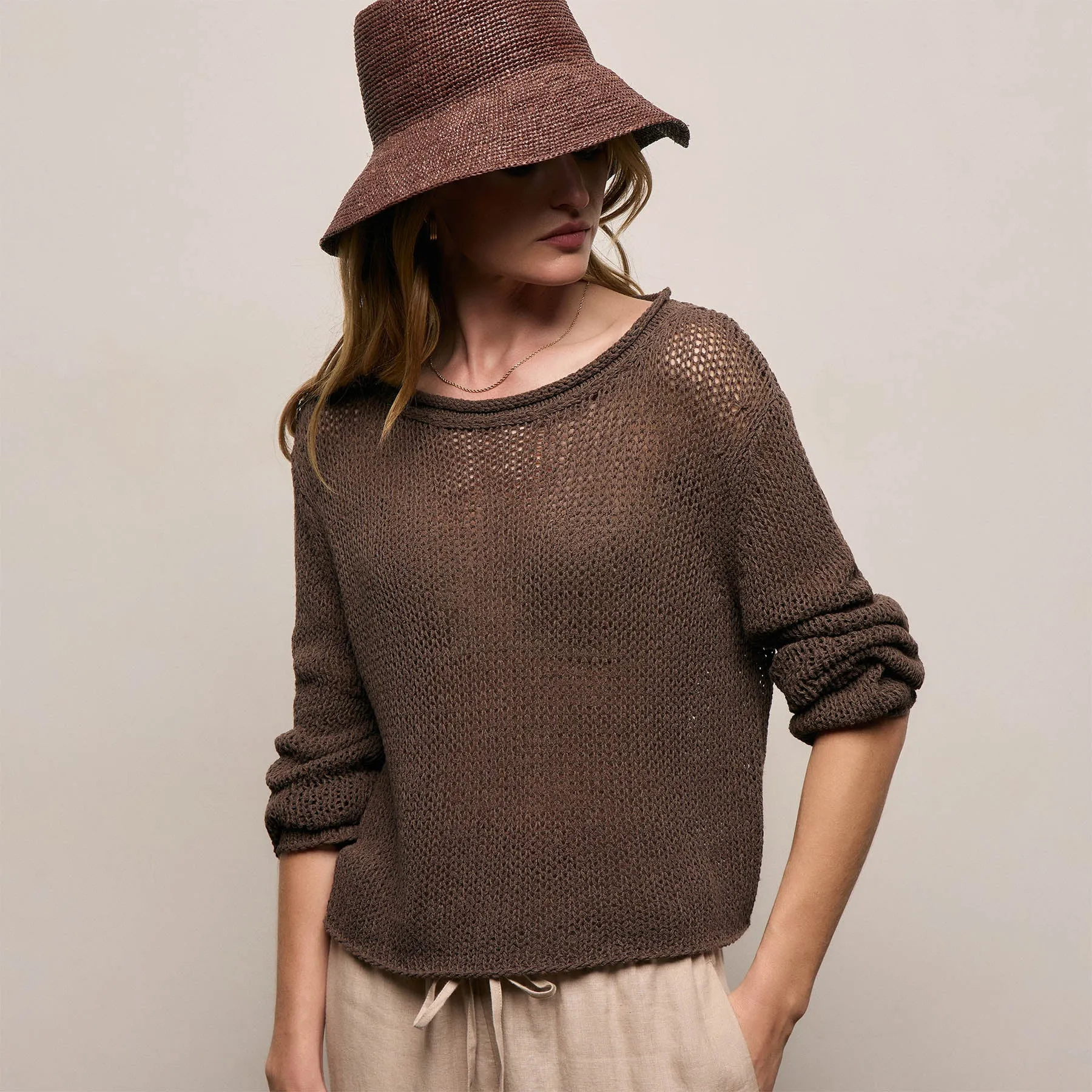 Cotton Linen Pullover Sweater - Storm sold by James Perse product image thumbnail 3