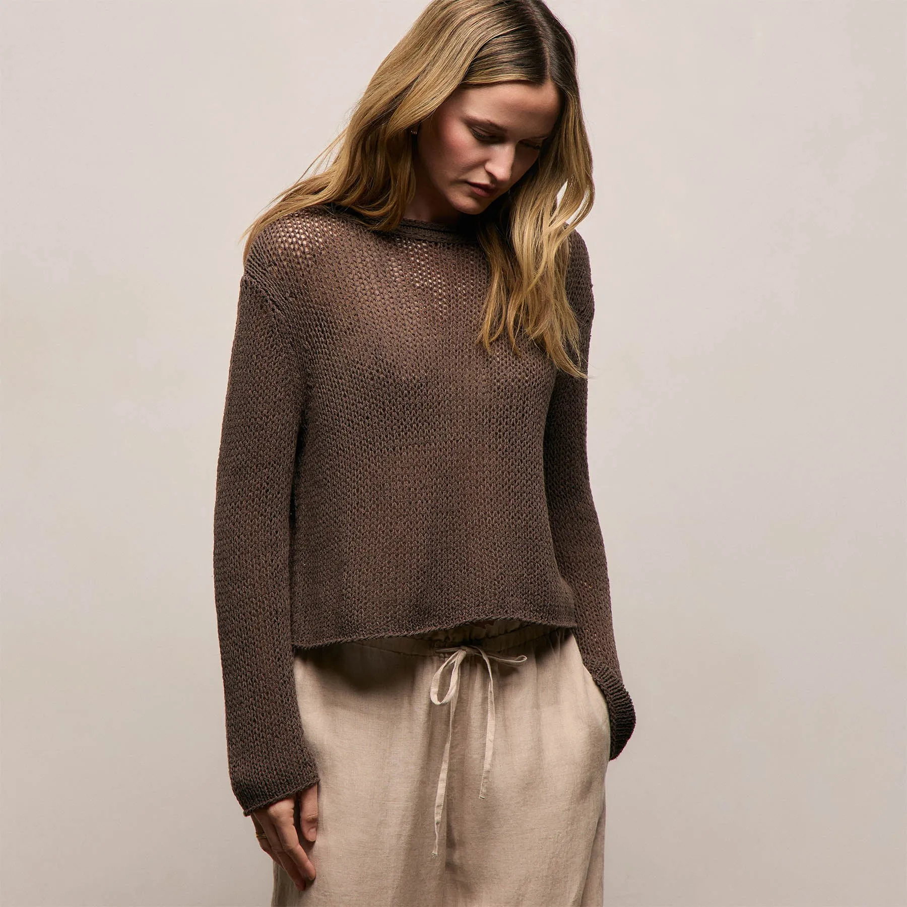 Cotton Linen Pullover Sweater - Storm sold by James Perse product image thumbnail 4