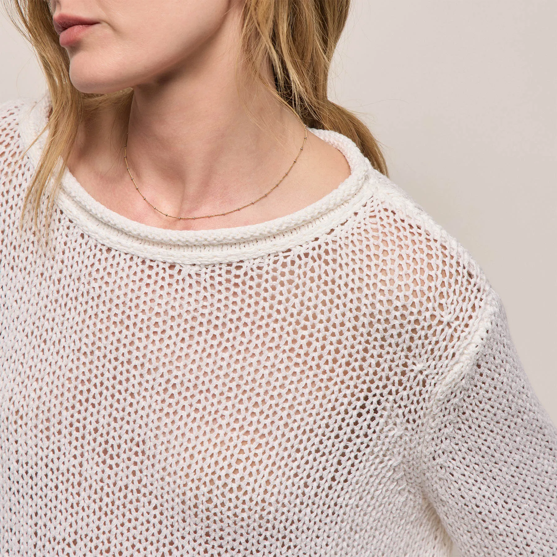 Cotton Linen Pullover Sweater - Off White sold by James Perse product image thumbnail 3