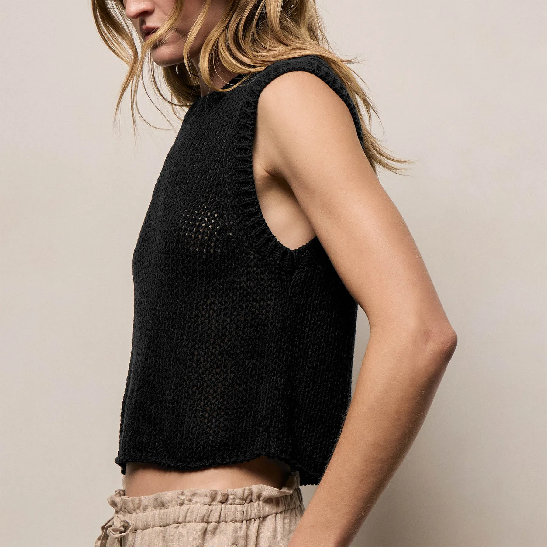 Cotton Linen Sweater Tank - Black sold by James Perse product image thumbnail 3