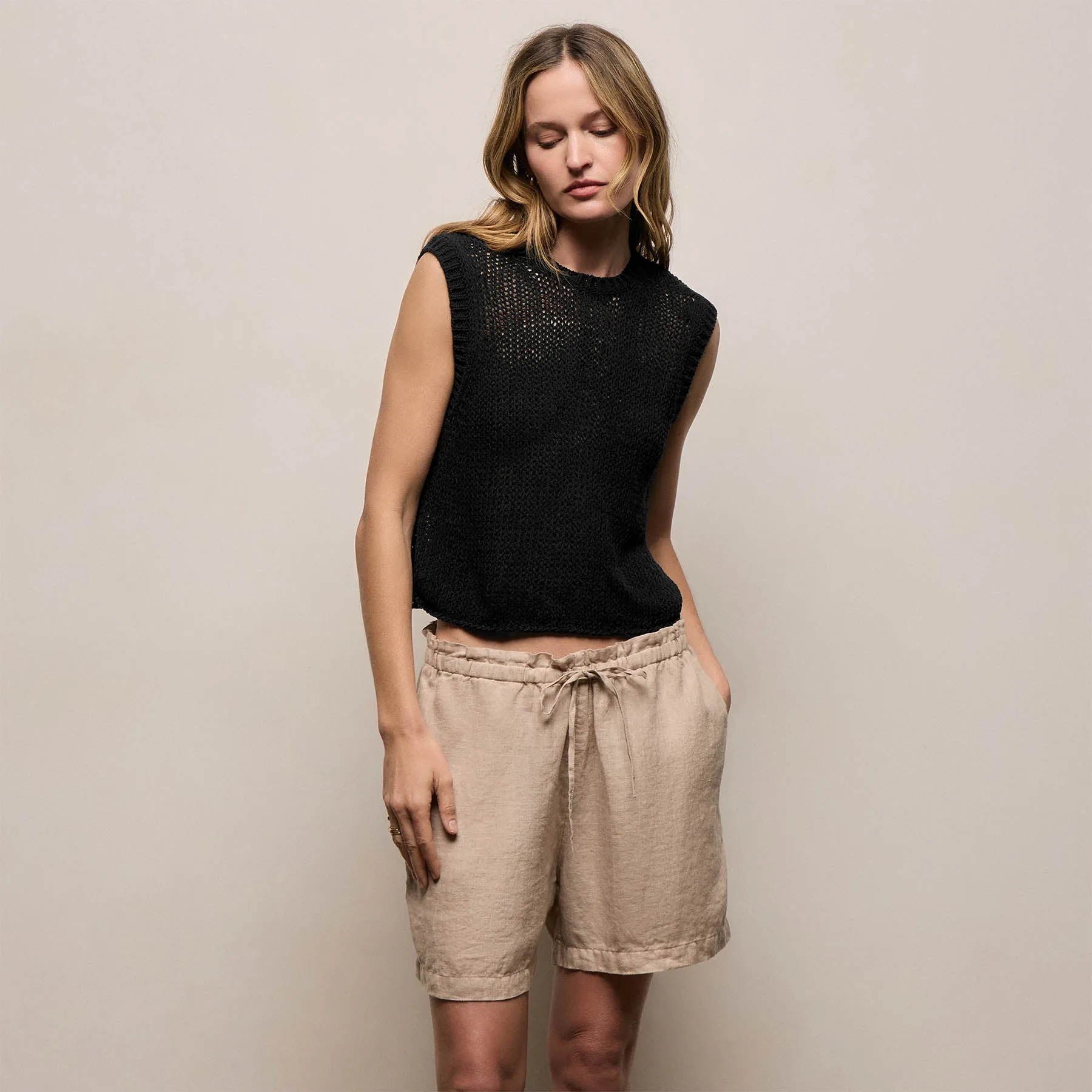 Cotton Linen Sweater Tank - Black sold by James Perse product image thumbnail 4