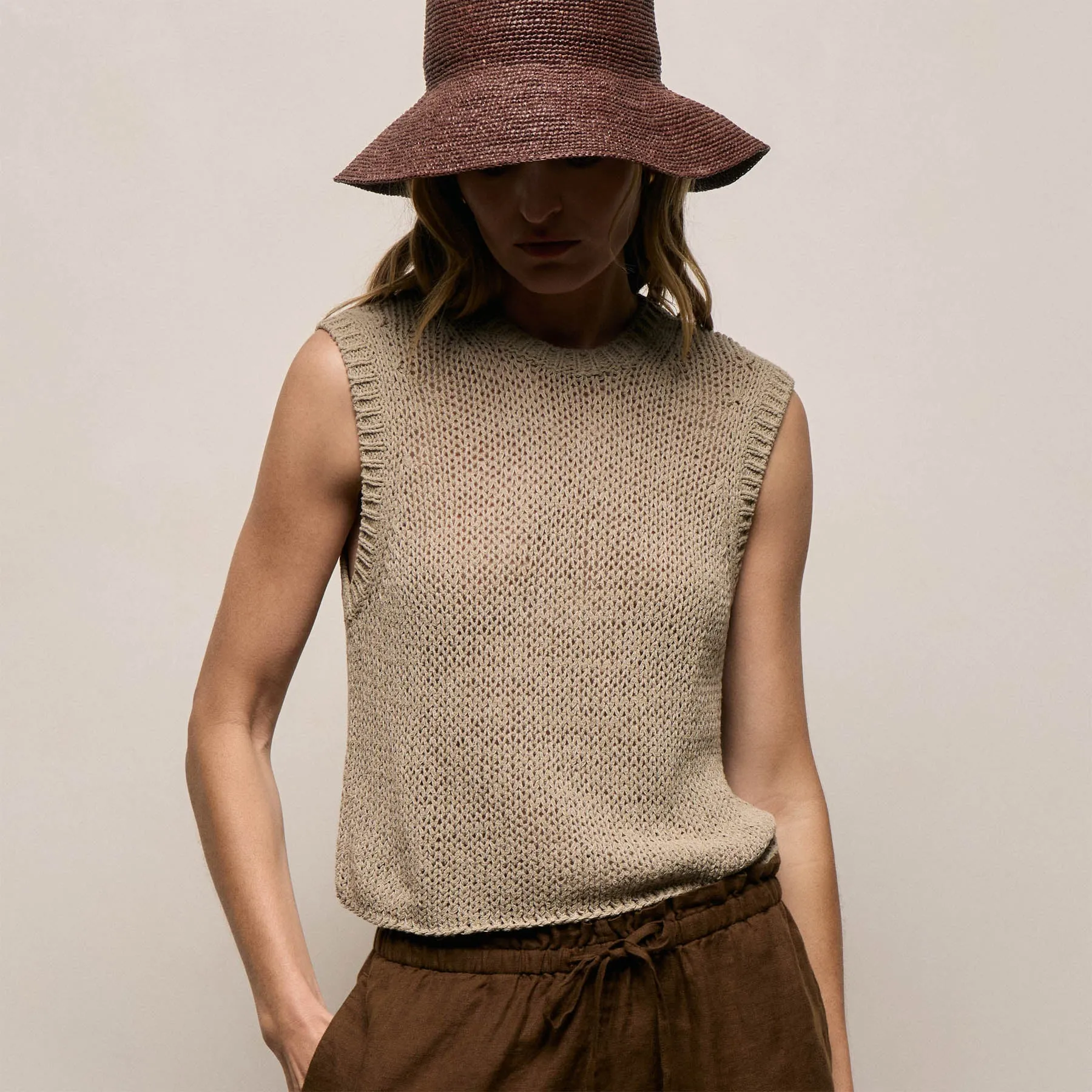 Cotton Linen Sweater Tank - Overcast sold by James Perse