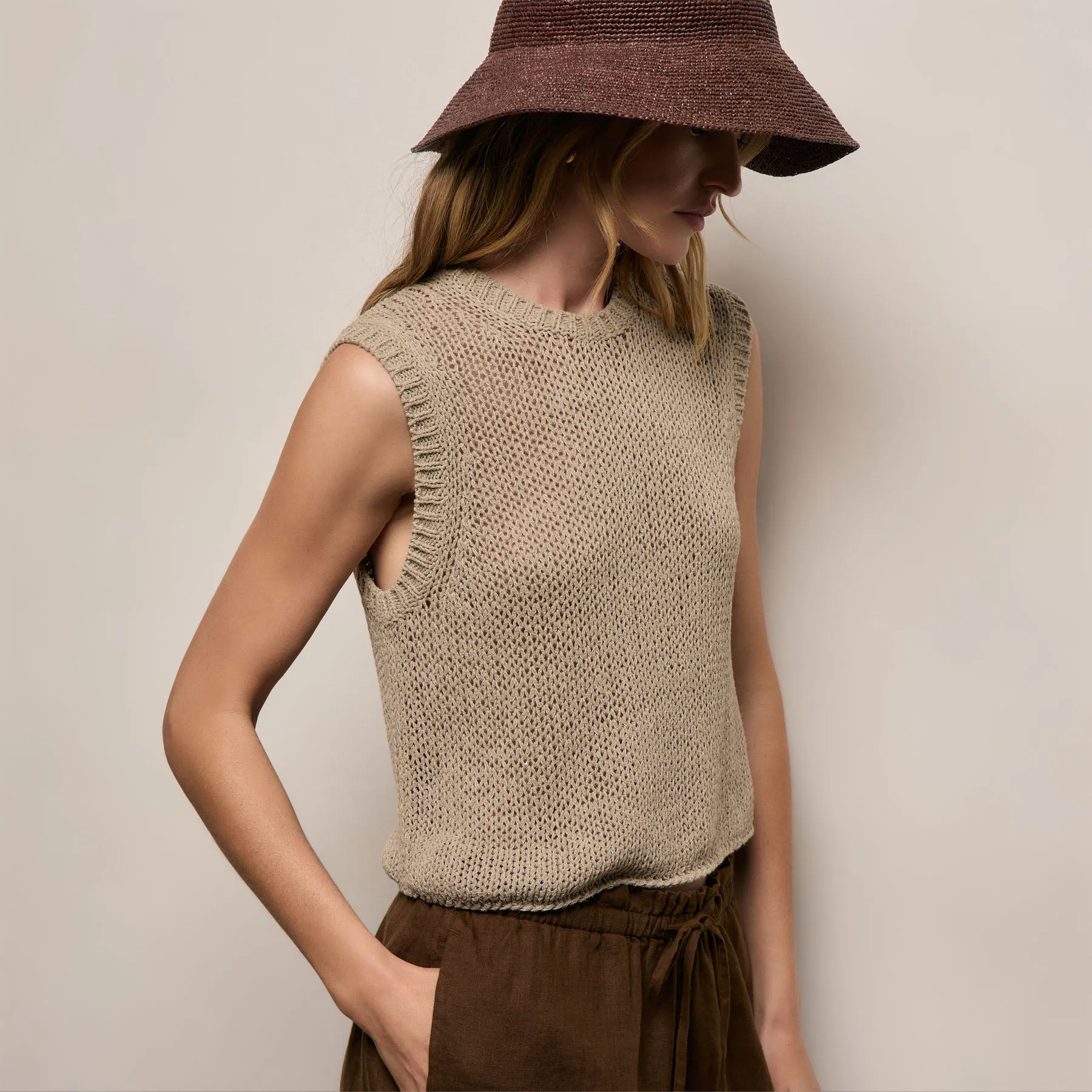 Cotton Linen Sweater Tank - Overcast sold by James Perse product image thumbnail 4