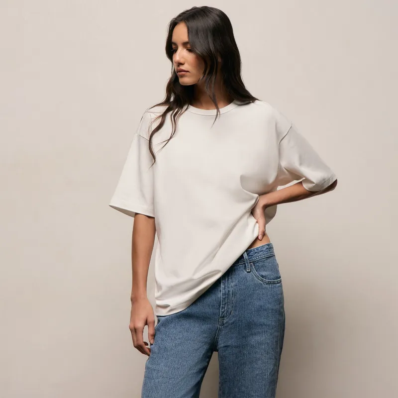 Cotton Jersey Oversized Tee - Off White made by James Perse