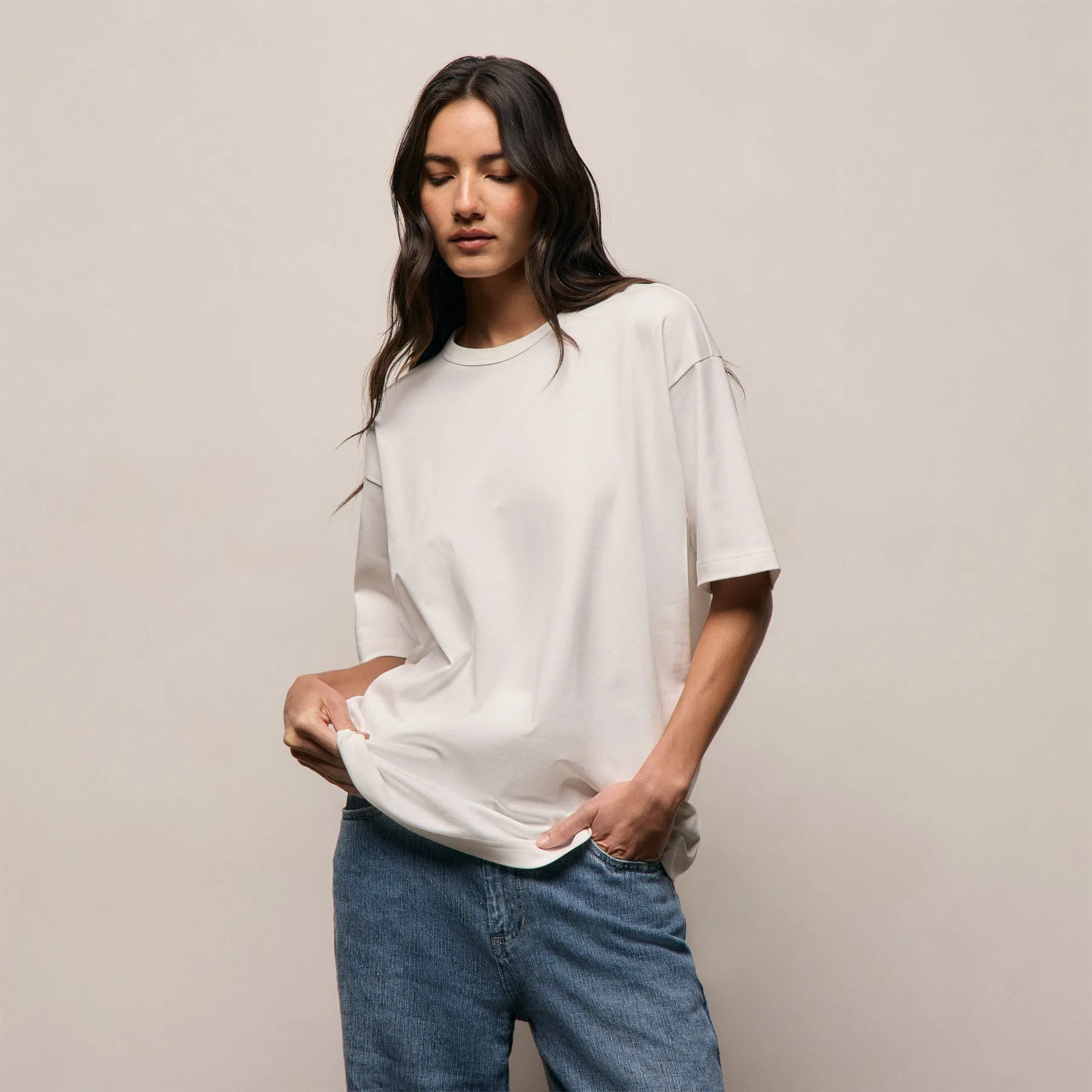 Cotton Jersey Oversized Tee - Off White sold by James Perse product image thumbnail 5