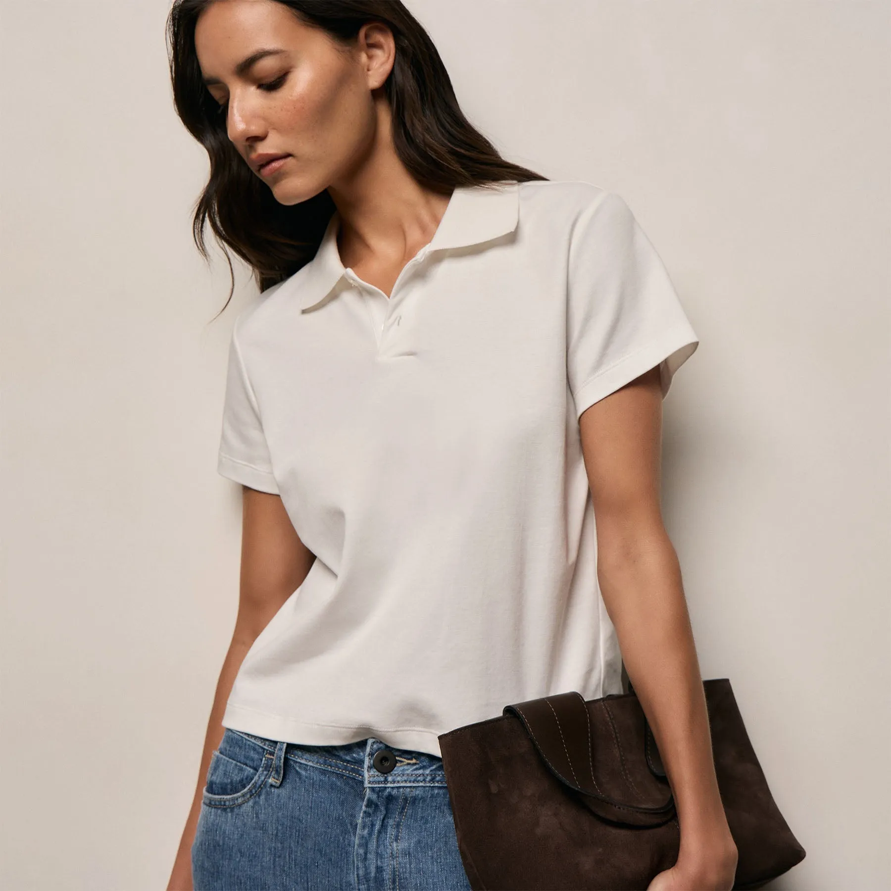 Cotton Jersey Polo - Off White sold by James Perse product image thumbnail 3