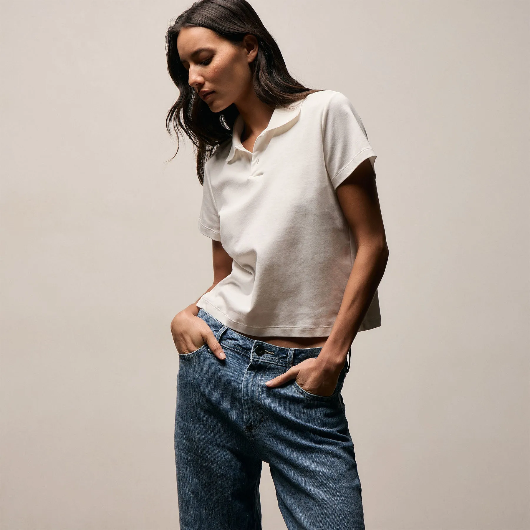 Cotton Jersey Polo - Off White sold by James Perse product image thumbnail 5