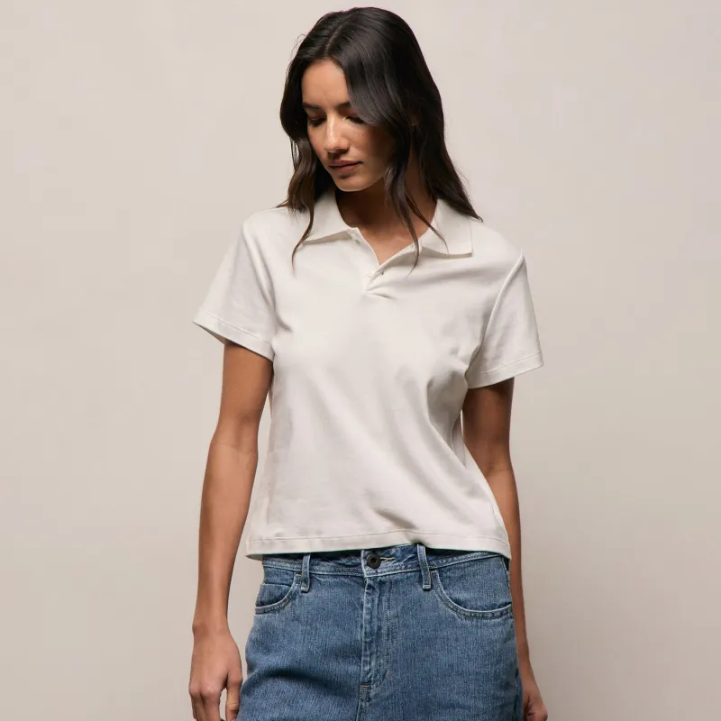 Cotton Jersey Polo - Off White made by James Perse