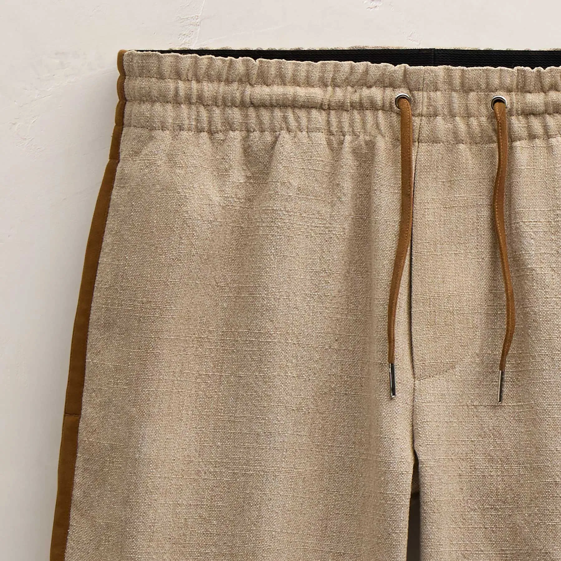 Suede Trimmed Track Pant - Natural/Tobacco sold by James Perse product image thumbnail 3