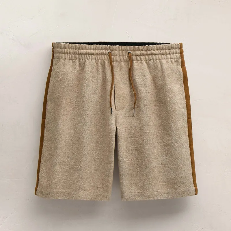 Suede Trimmed Track Pant - Natural/Tobacco made by James Perse