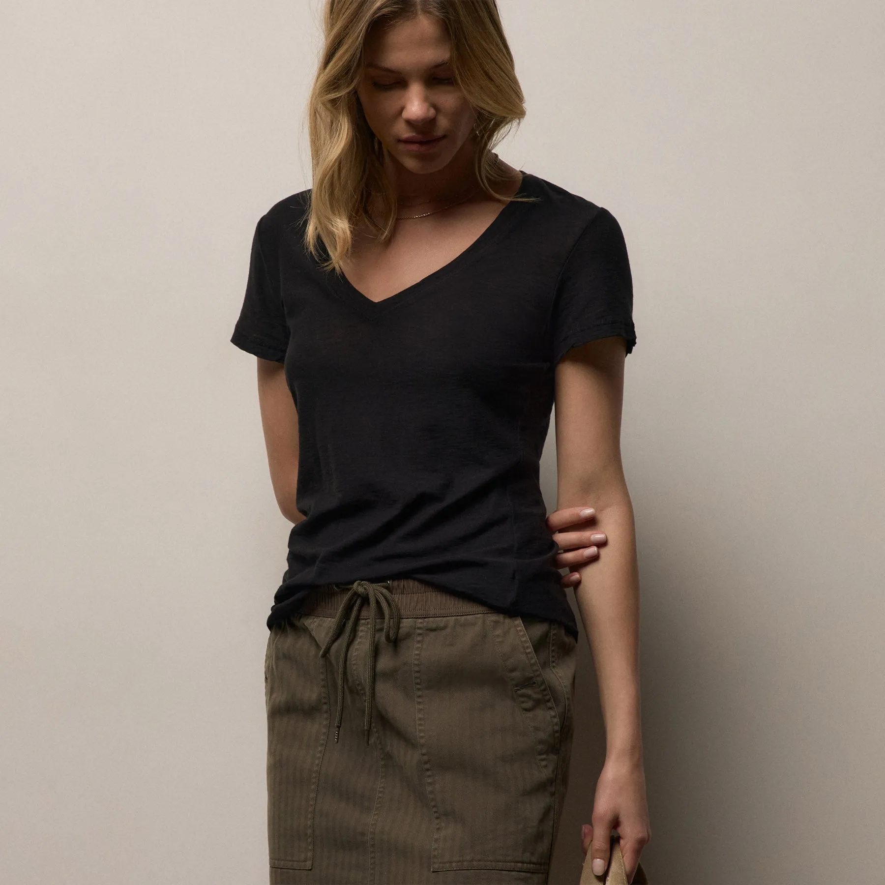 Sheer Slub V Neck - Black sold by James Perse product image thumbnail 5