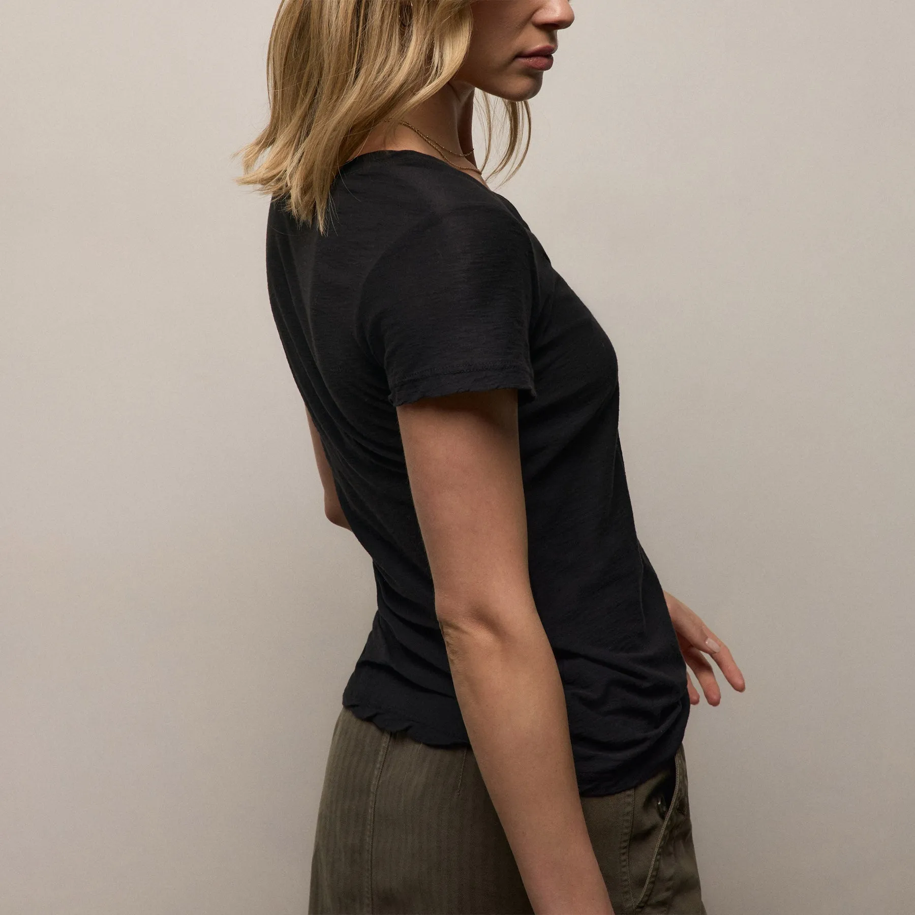 Sheer Slub V Neck - Black sold by James Perse product image thumbnail 2