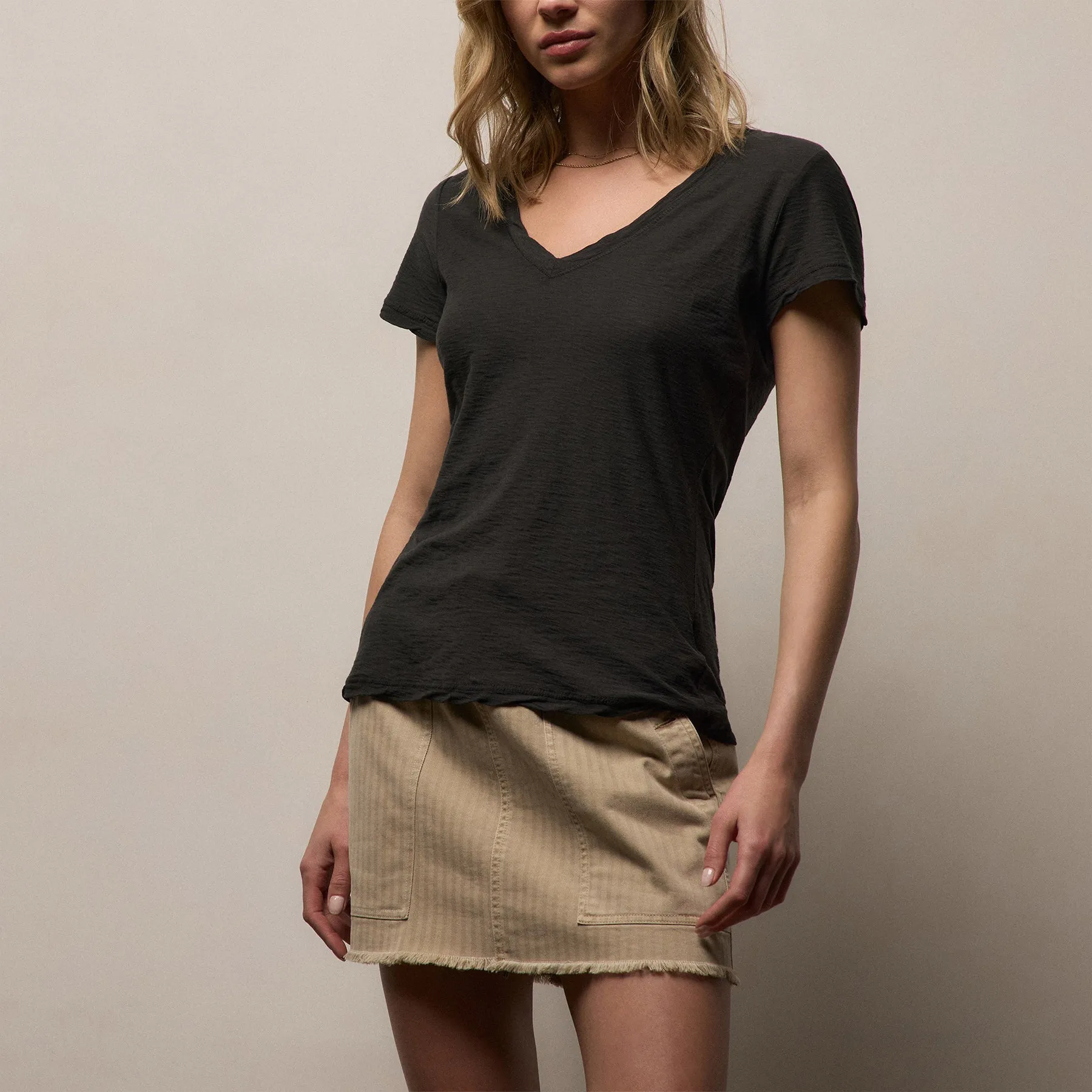 Sheer Slub V Neck - Carbon sold by James Perse