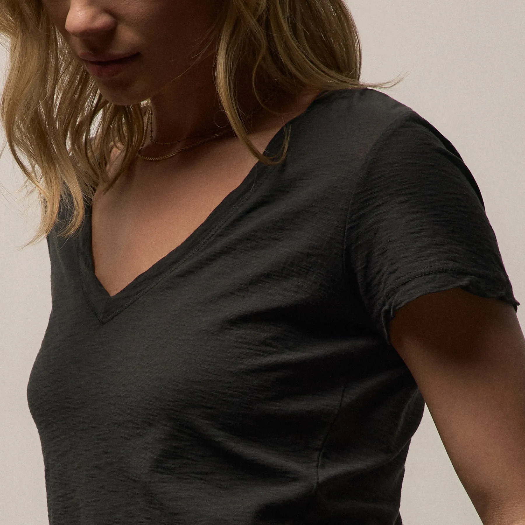 Sheer Slub V Neck - Carbon sold by James Perse product image thumbnail 3