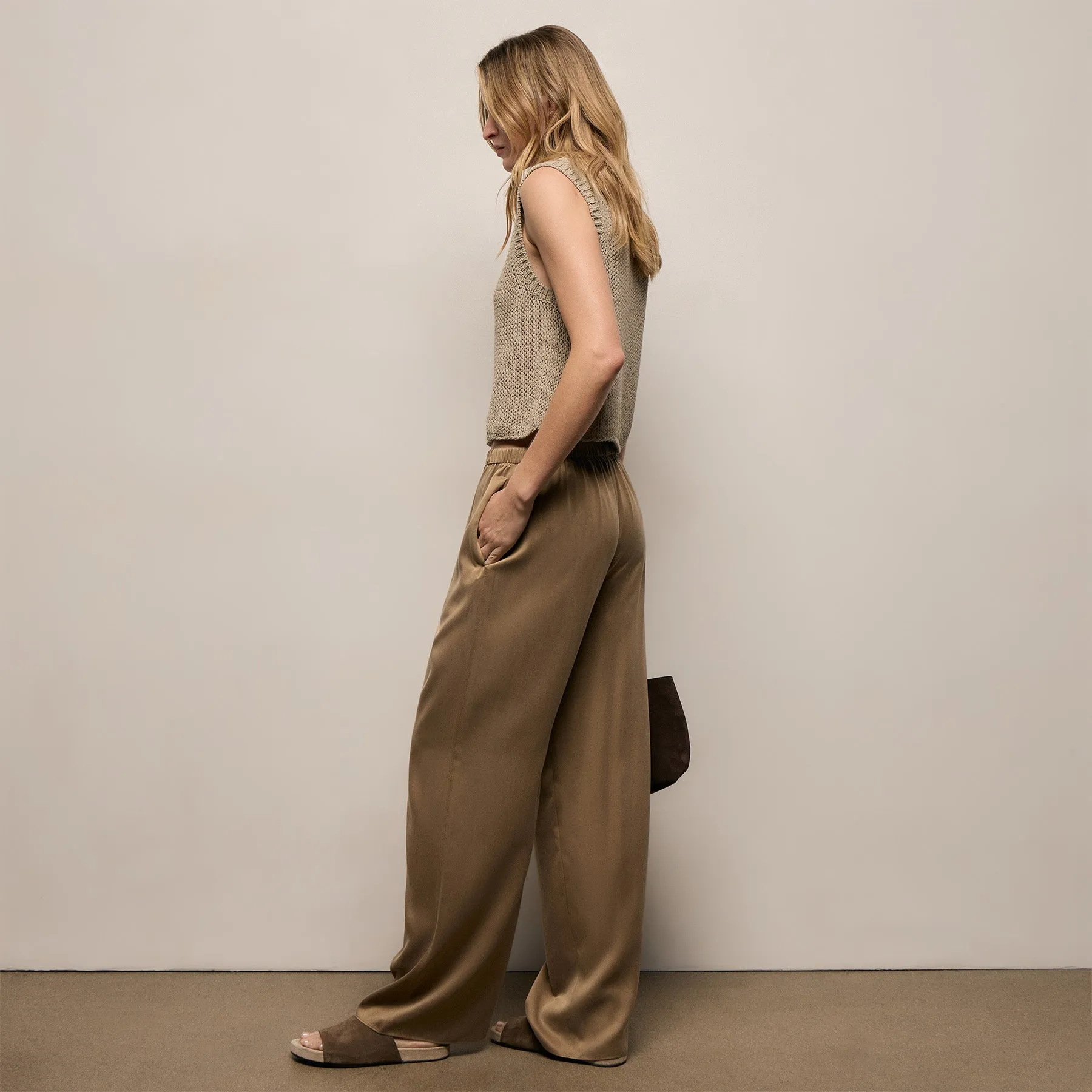 Silk Charmeuse Drawstring Pant - Honey sold by James Perse product image thumbnail 3