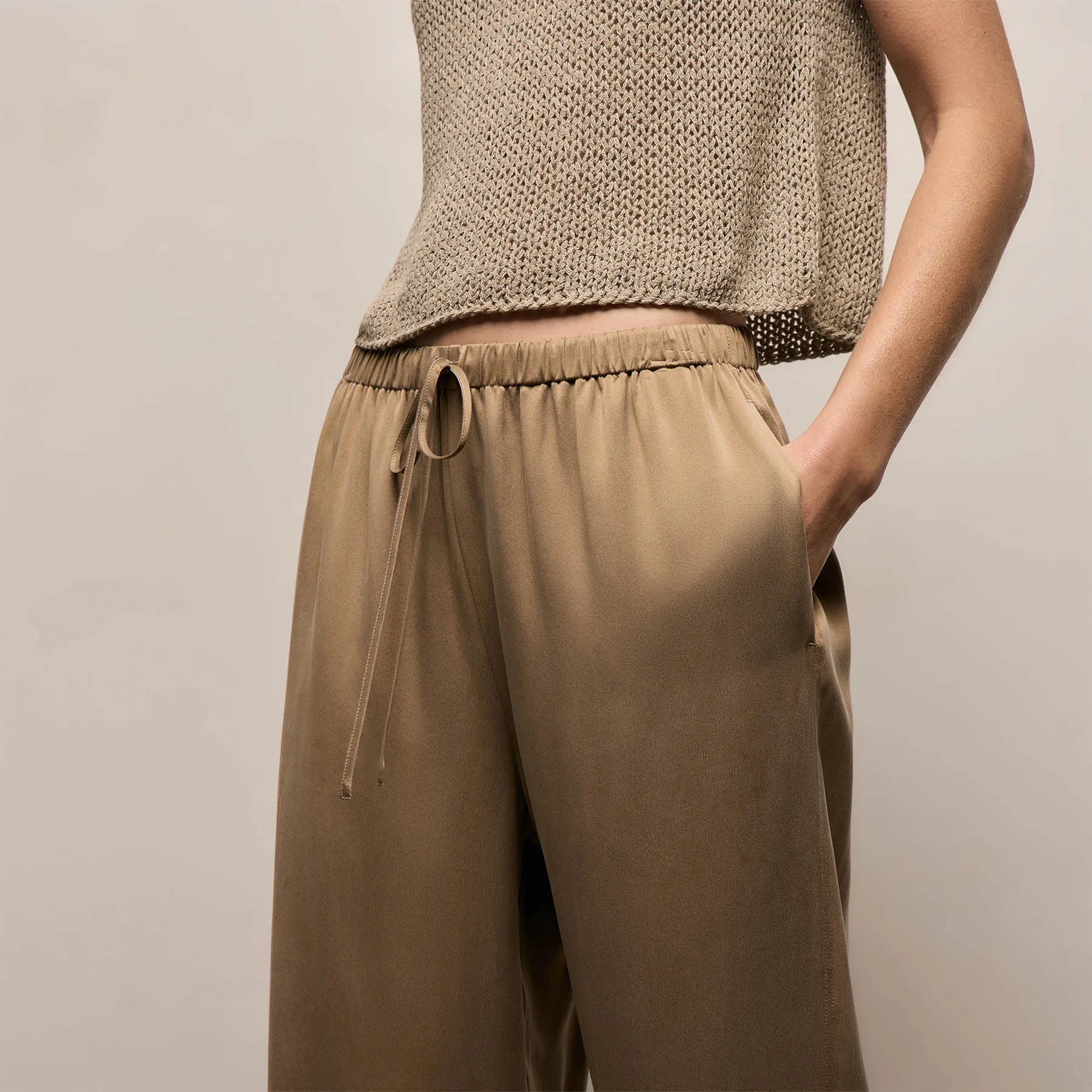 Silk Charmeuse Drawstring Pant - Honey sold by James Perse product image thumbnail 2