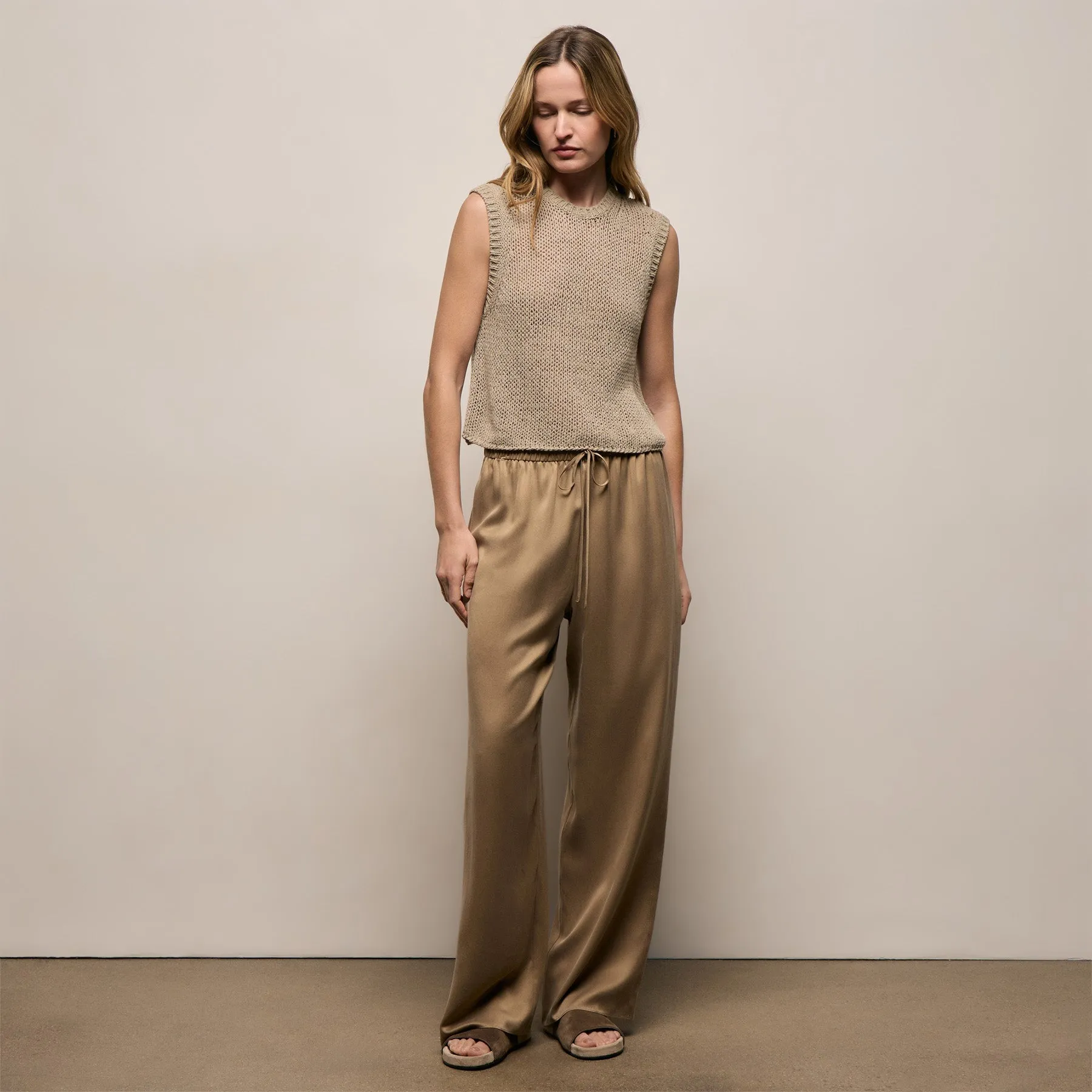 Silk Charmeuse Drawstring Pant - Honey sold by James Perse product image thumbnail 5