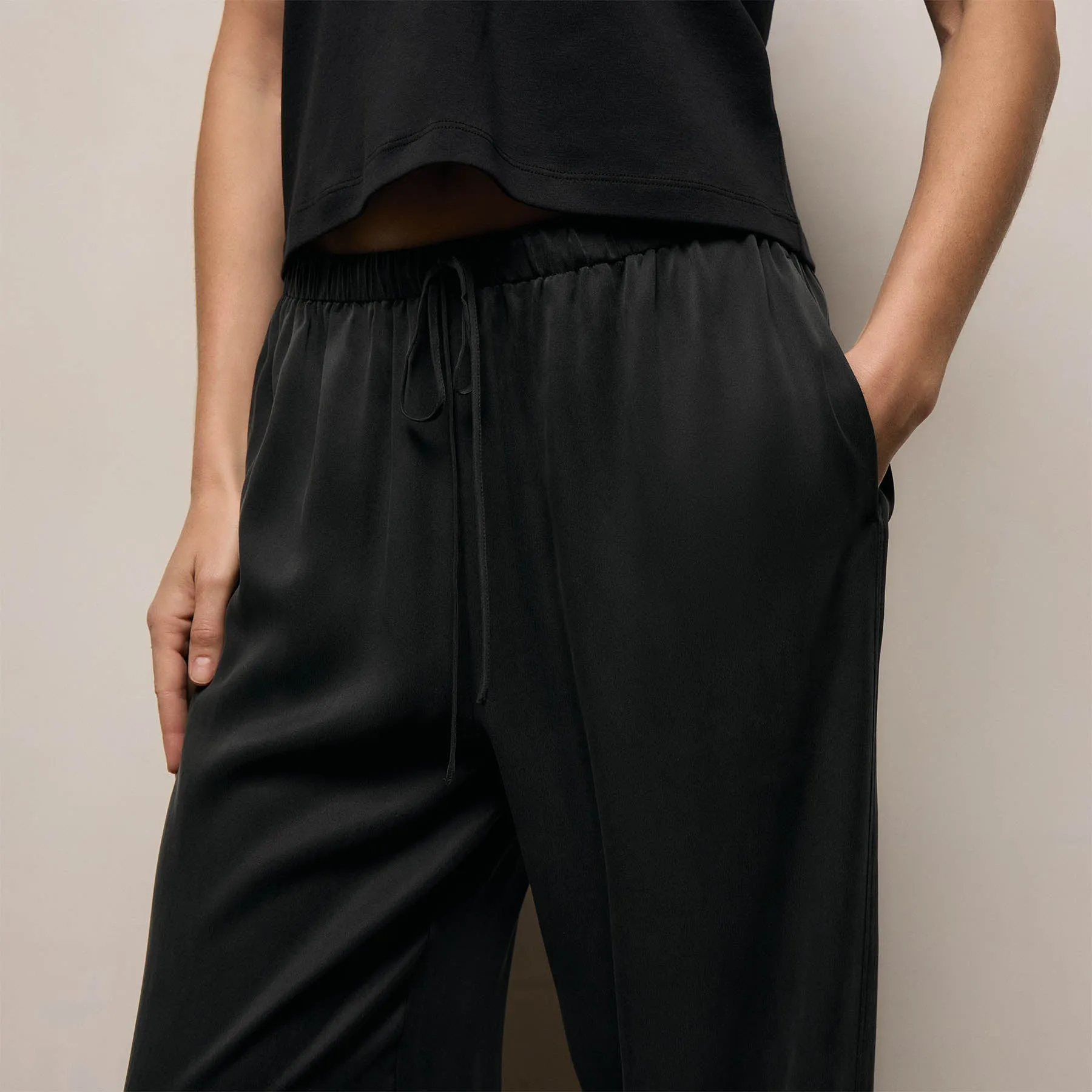 Silk Charmeuse Drawstring Pant - Black sold by James Perse product image thumbnail 3