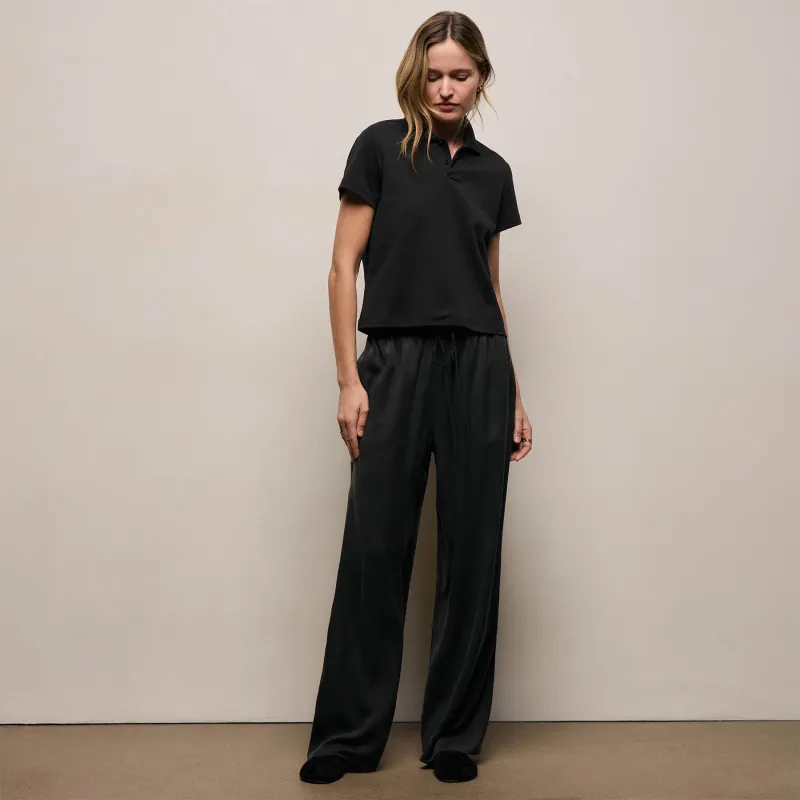 Silk Charmeuse Drawstring Pant - Black made by James Perse