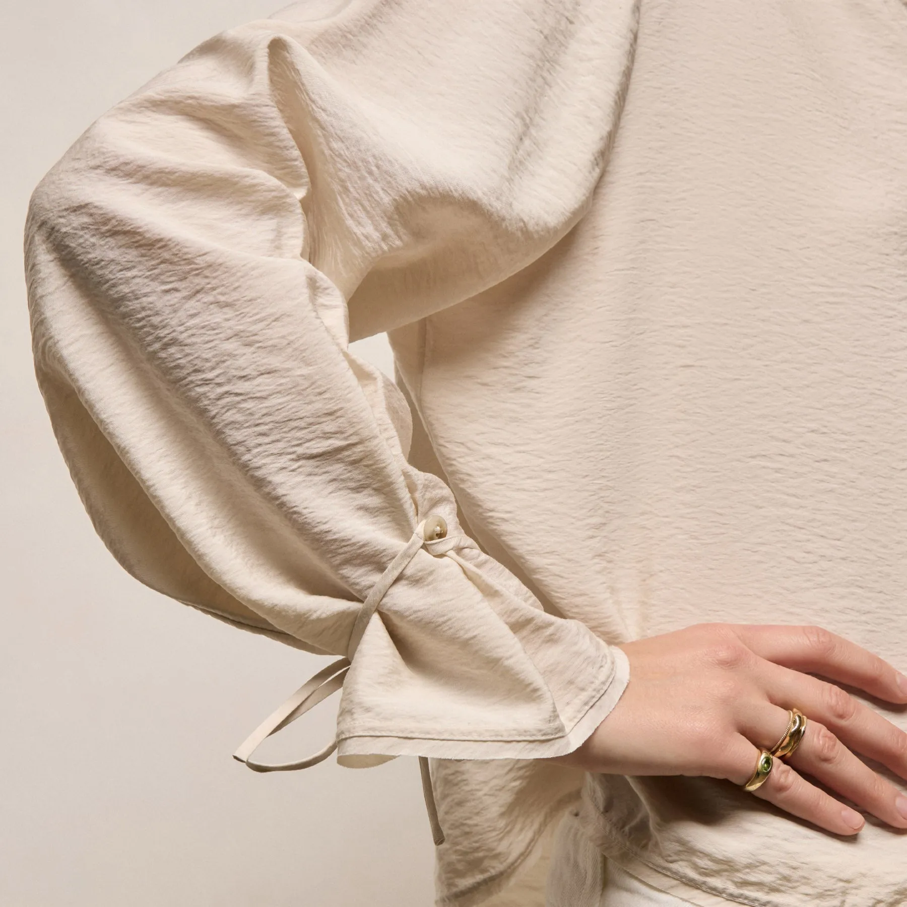 Modal Silk Blend Tie Up Blouse - Parchment sold by James Perse product image thumbnail 4